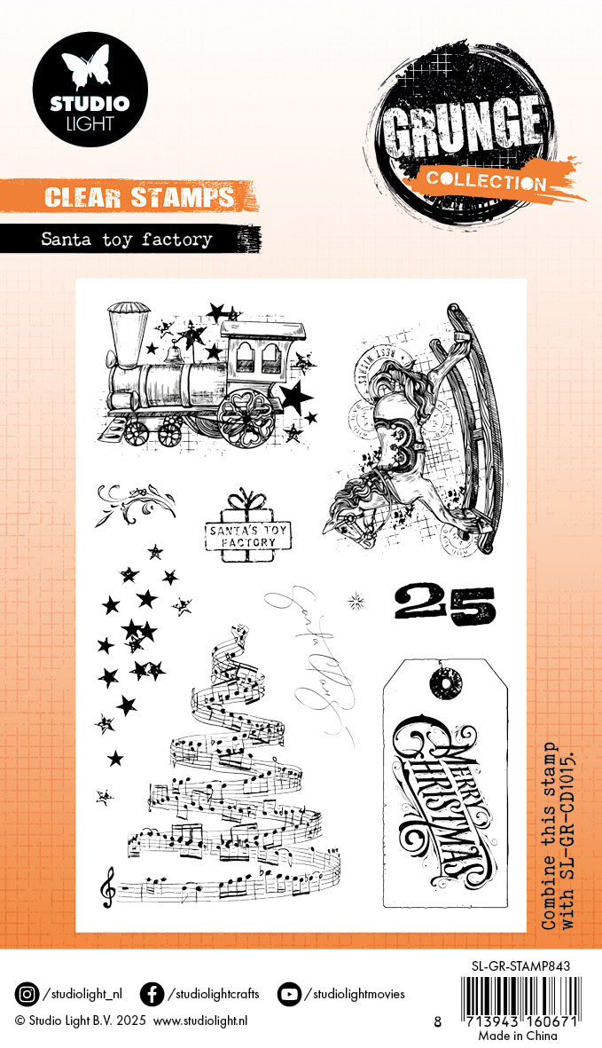 SL Clear Stamp Santa Toy Factory Grunge Collection 10 Pieces