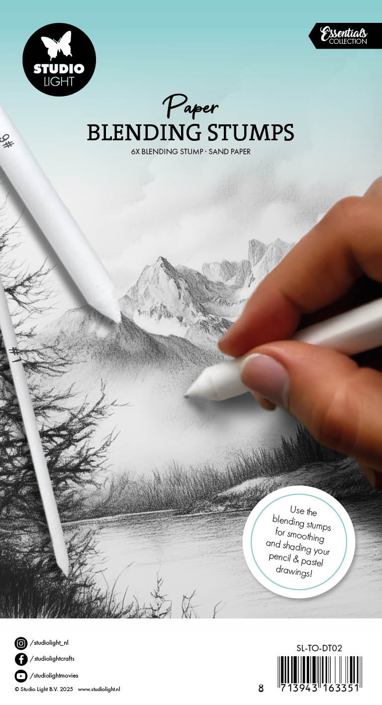 SL Drawing Tools Paper Blending Stumps & Sand Paper Essentials 7 Pieces