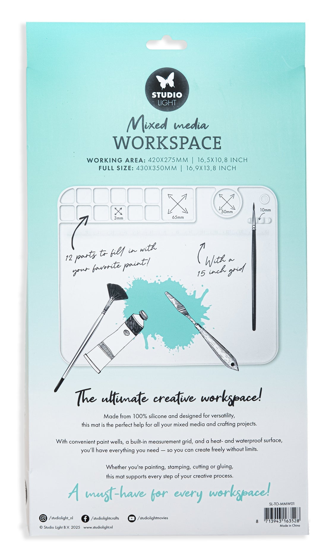 SL Mixed Media Workspace Heat Resistant And Waterproof Tools 1 Piece