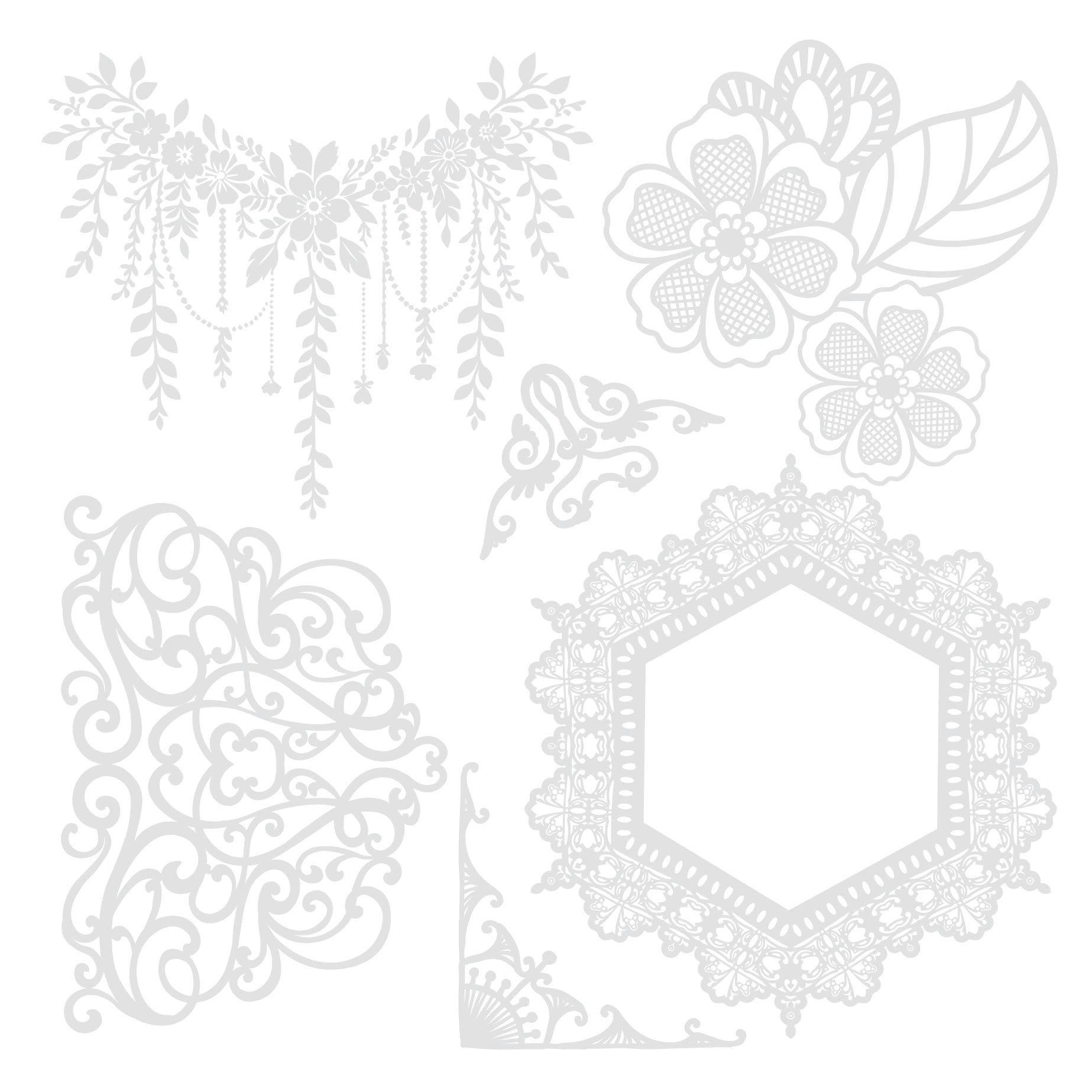 Sara Signature Antique Lace - 6" x 6" Embellishment Rub Ons