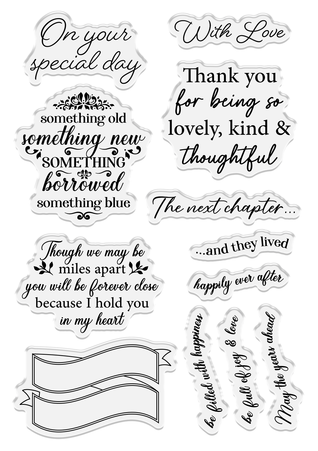 Sara Signature Antique Lace - Banners & Heartfelt Sentiments Stamp Set