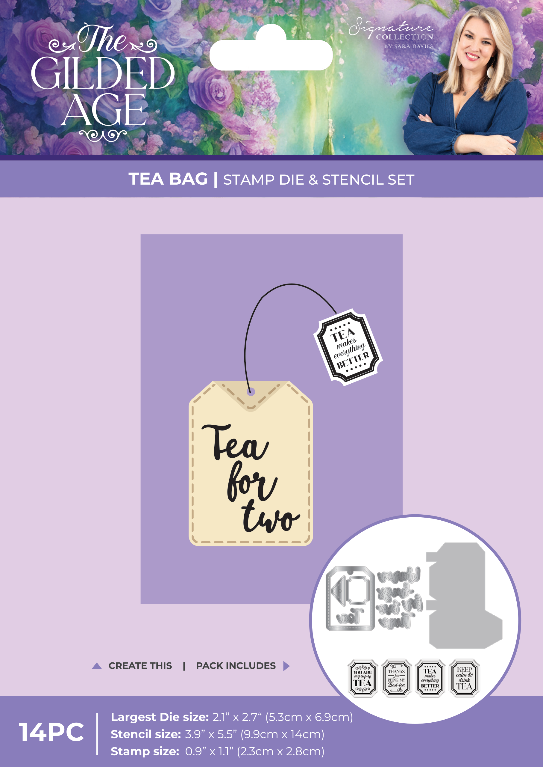 Sara Signature The Gilded Age Stamp, Die & Stencil Set - Tea Bag