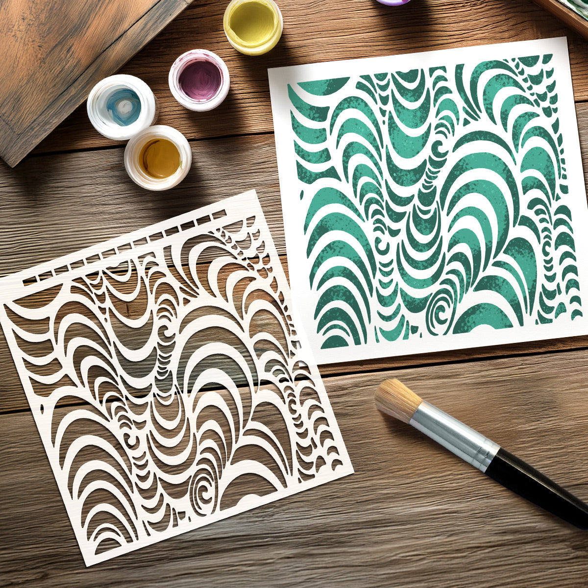 Trance 8x8 Mixed Media Stencil by Andy Skinner