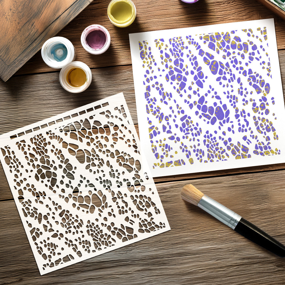 Pebble Mosaic 8x8 Mixed Media Stencil by Andy Skinner