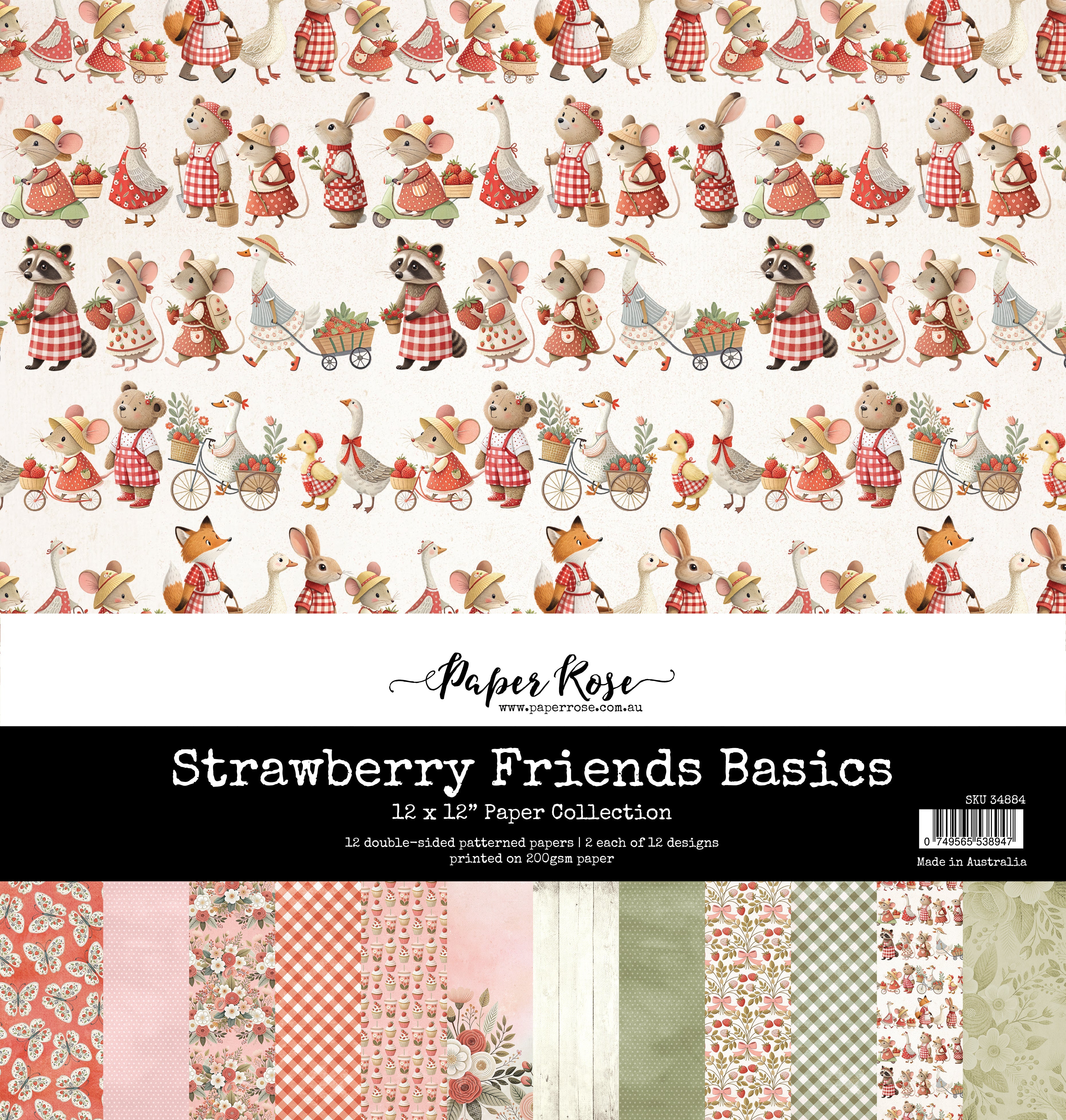 Strawberry Friends Basics 12x12 Paper Collection 34884