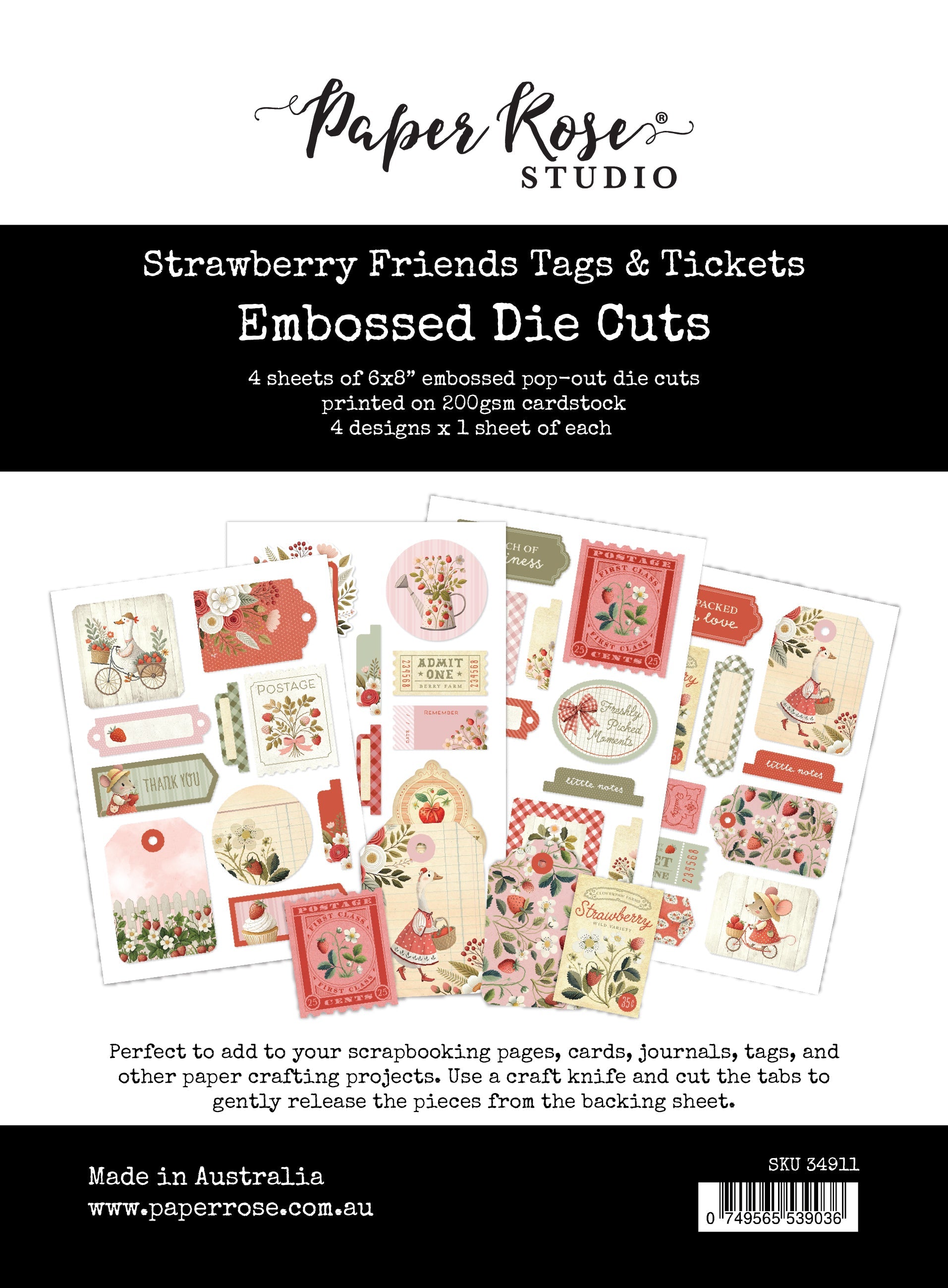 Strawberry Friends Tags & Tickets Embossed Die Cuts 34911