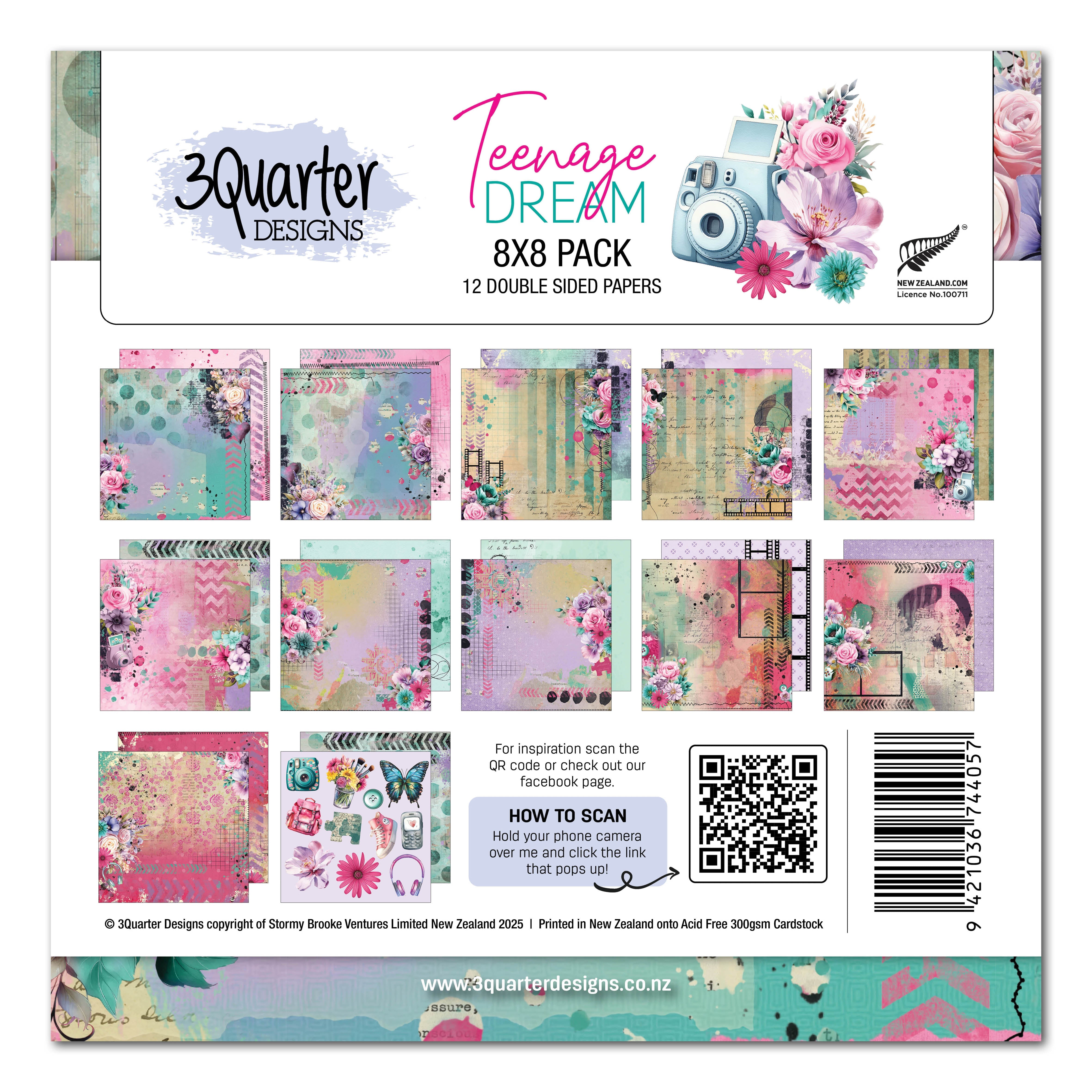 3Quarter Designs Teenage Dream 8x8 Paper Pack