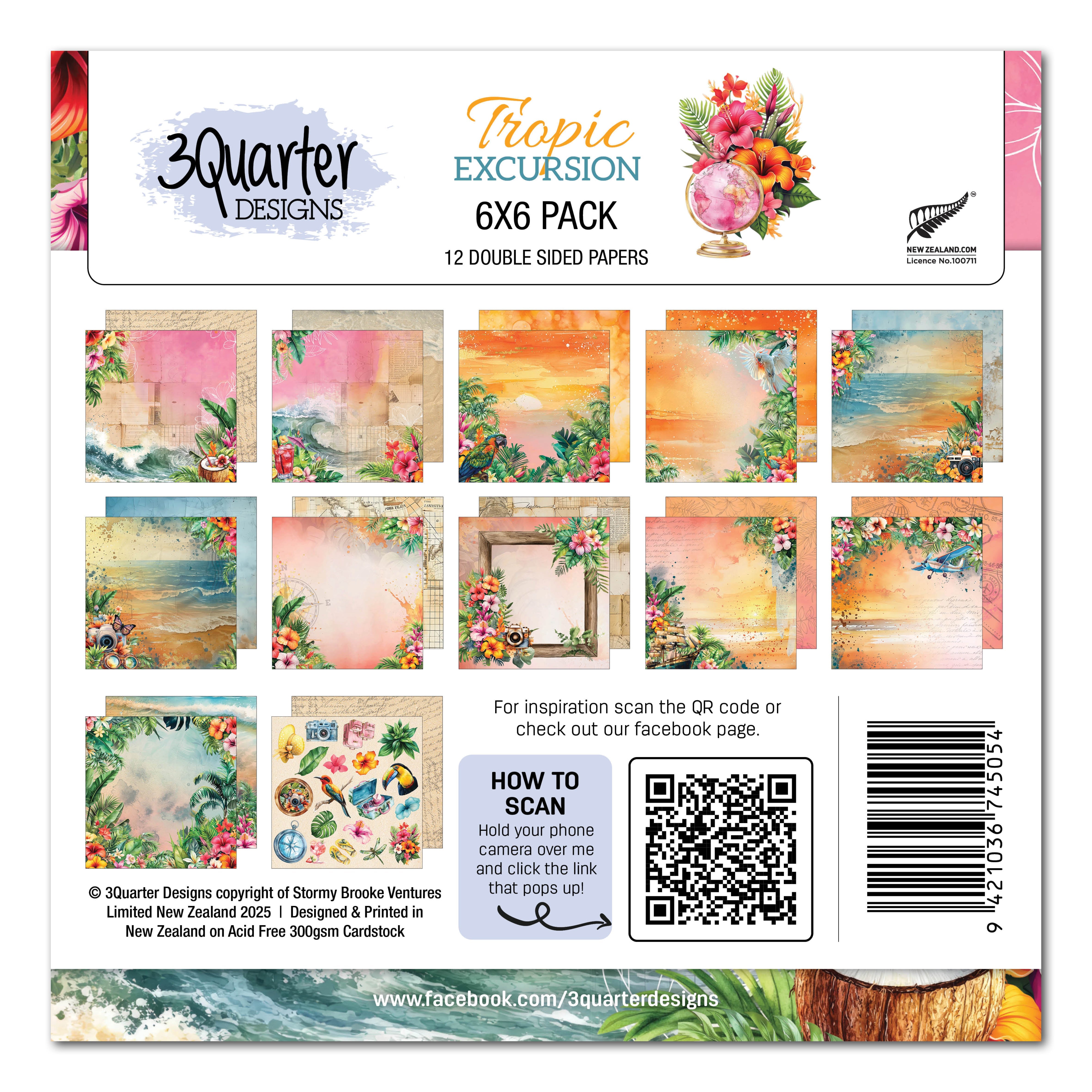 3Quarter Designs Tropic Excursion 6x6 Paper Pack