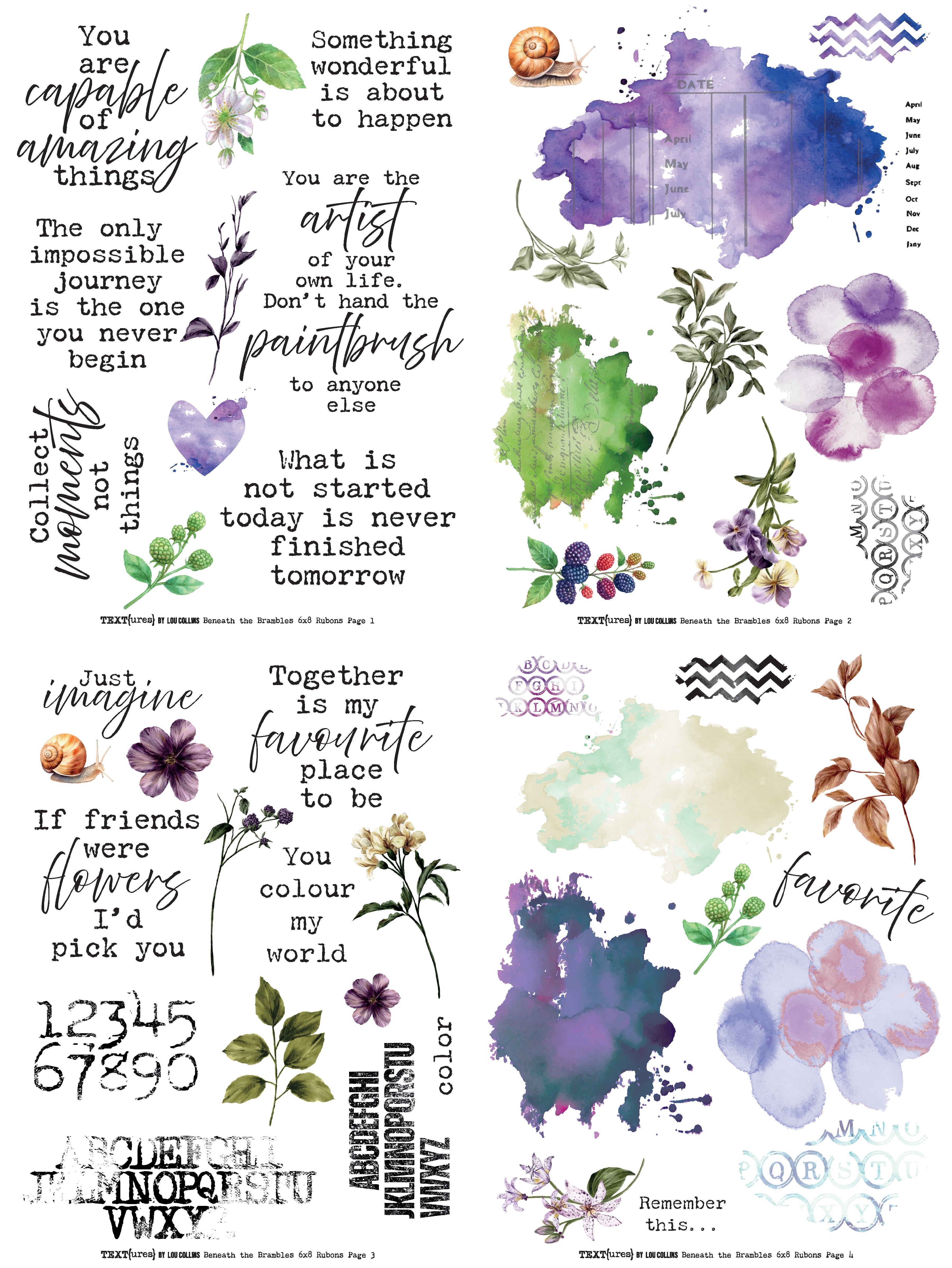 TEXT{ures} Beneath the Brambles 6in x 8in Rub-On Transfer Set