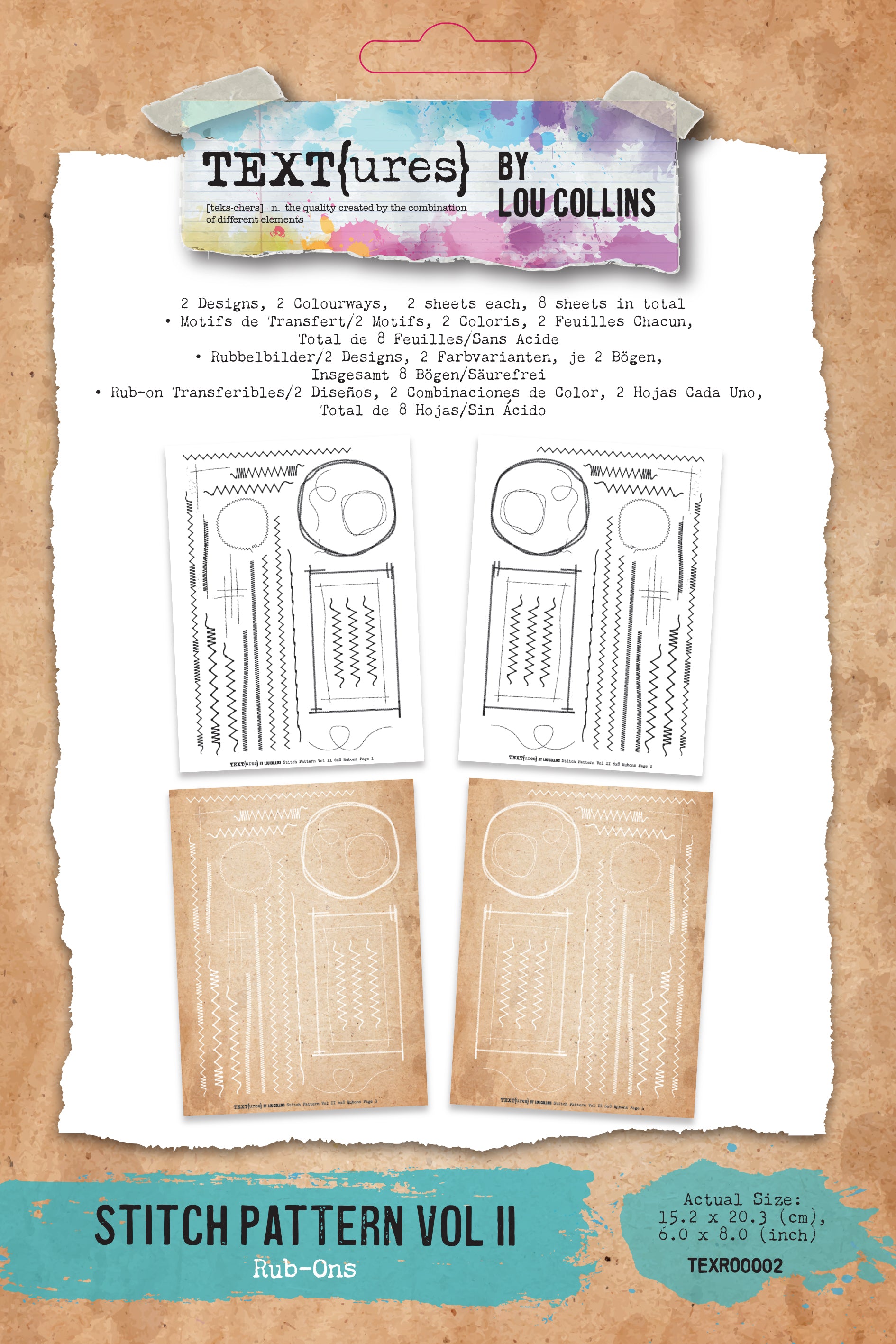 TEXT{ures} Stitch Pattern Vol II 6in x 8in Rub-On Transfer Set
