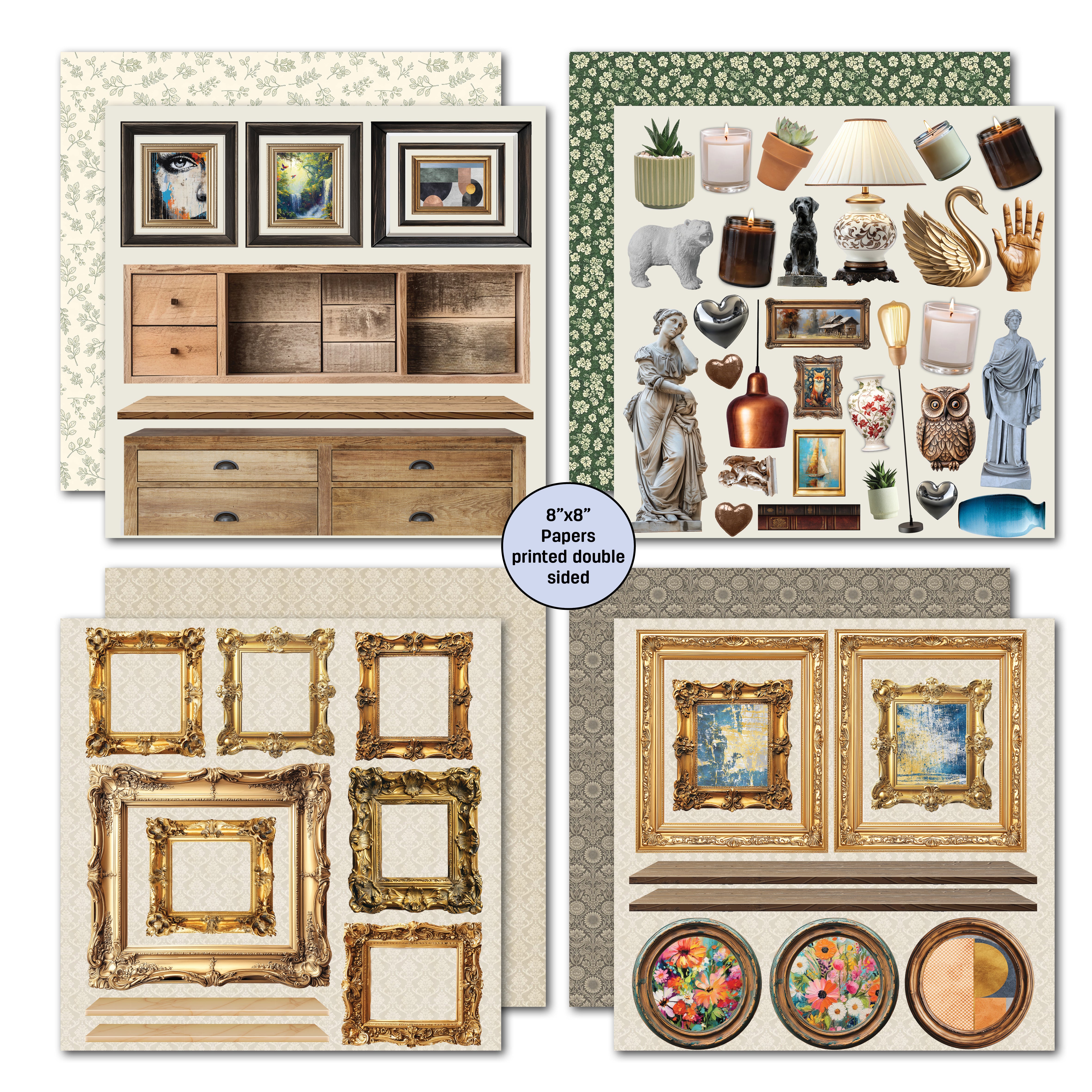 3Quarter Designs Timeless Gallery 8x8 Paper Pack & Diecuts Set