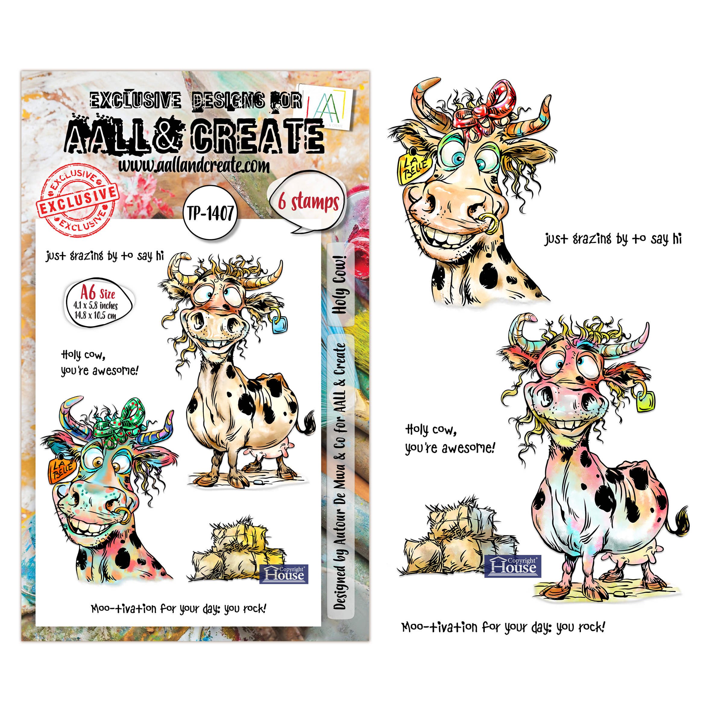 AALL and Create - A6 Stamp Sets - Holy Cow!