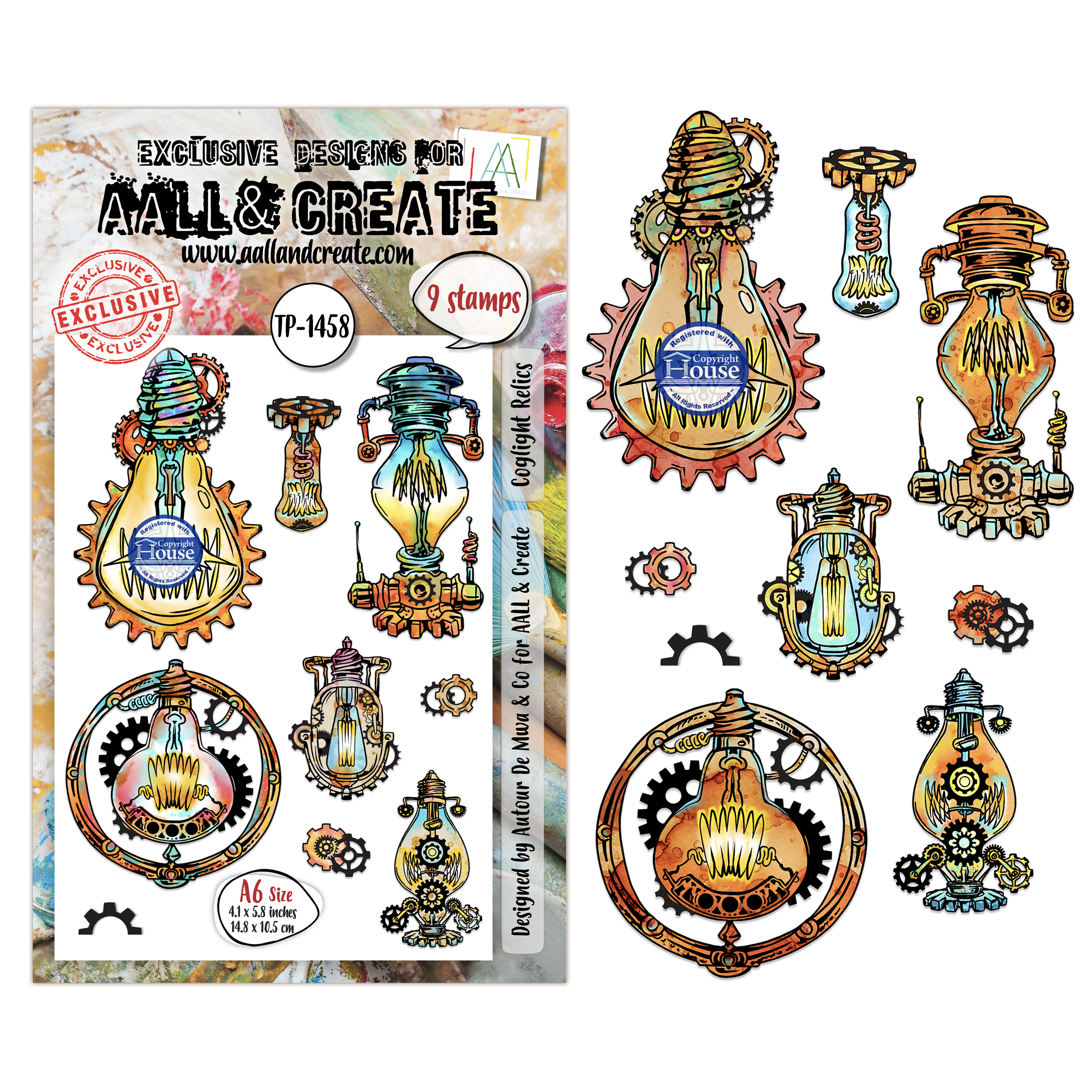 AALL and Create - A6 - Stamp Set - Coglight Relics