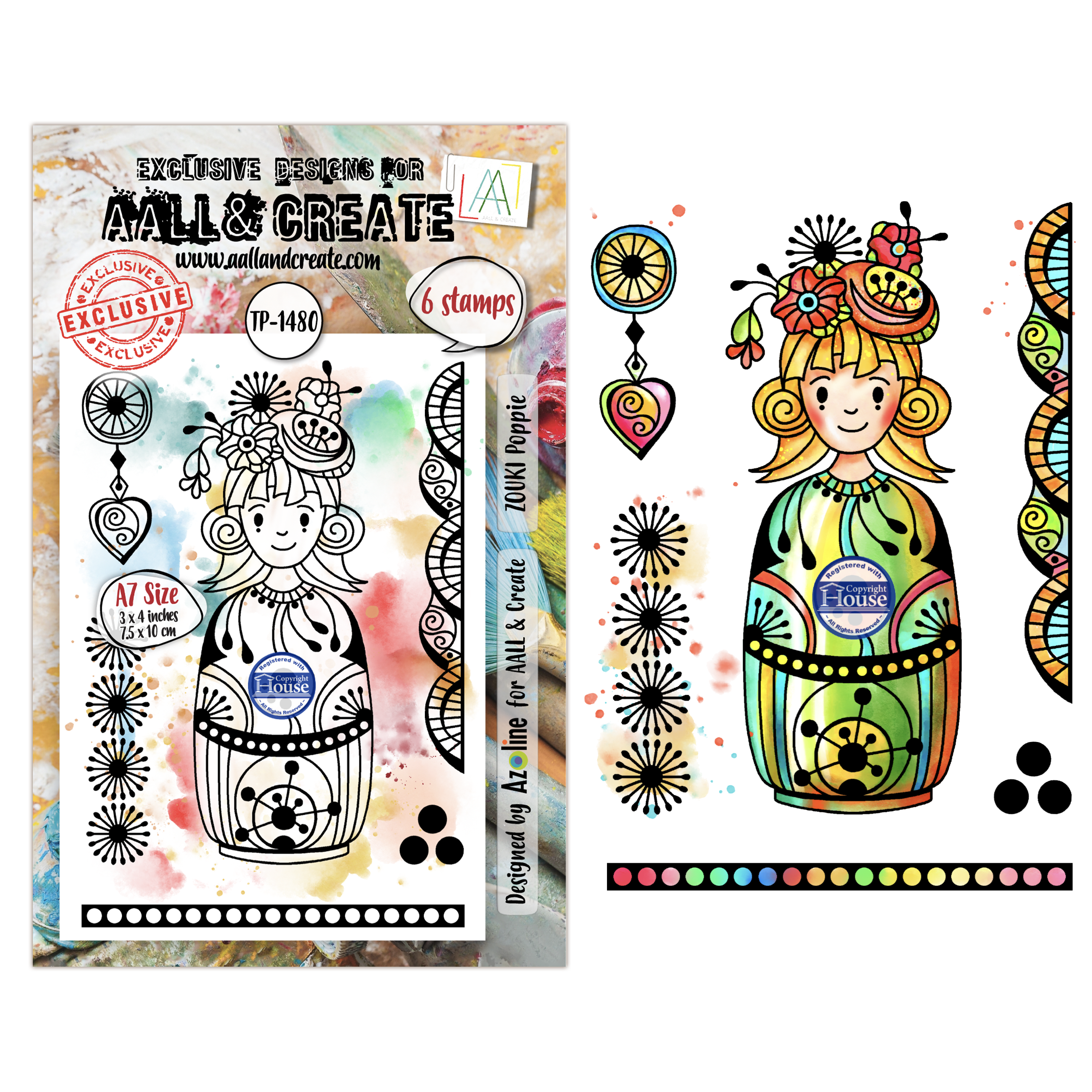 AALL and Create - A7 - Stamp Set - ZOUKI Poppie