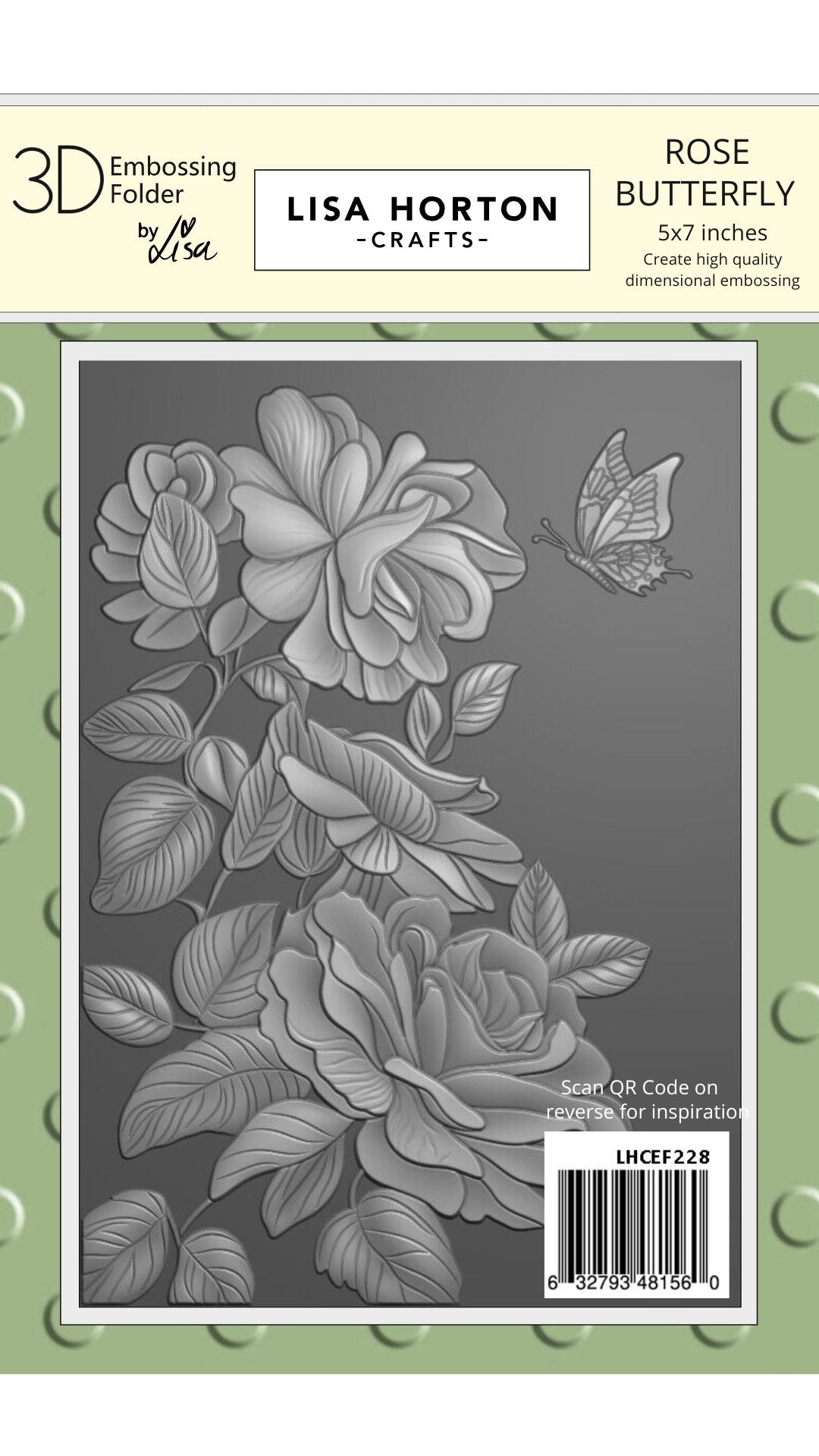 Lisa Horton Crafts Rose Butterfly 5x7 3D Embossing Folder