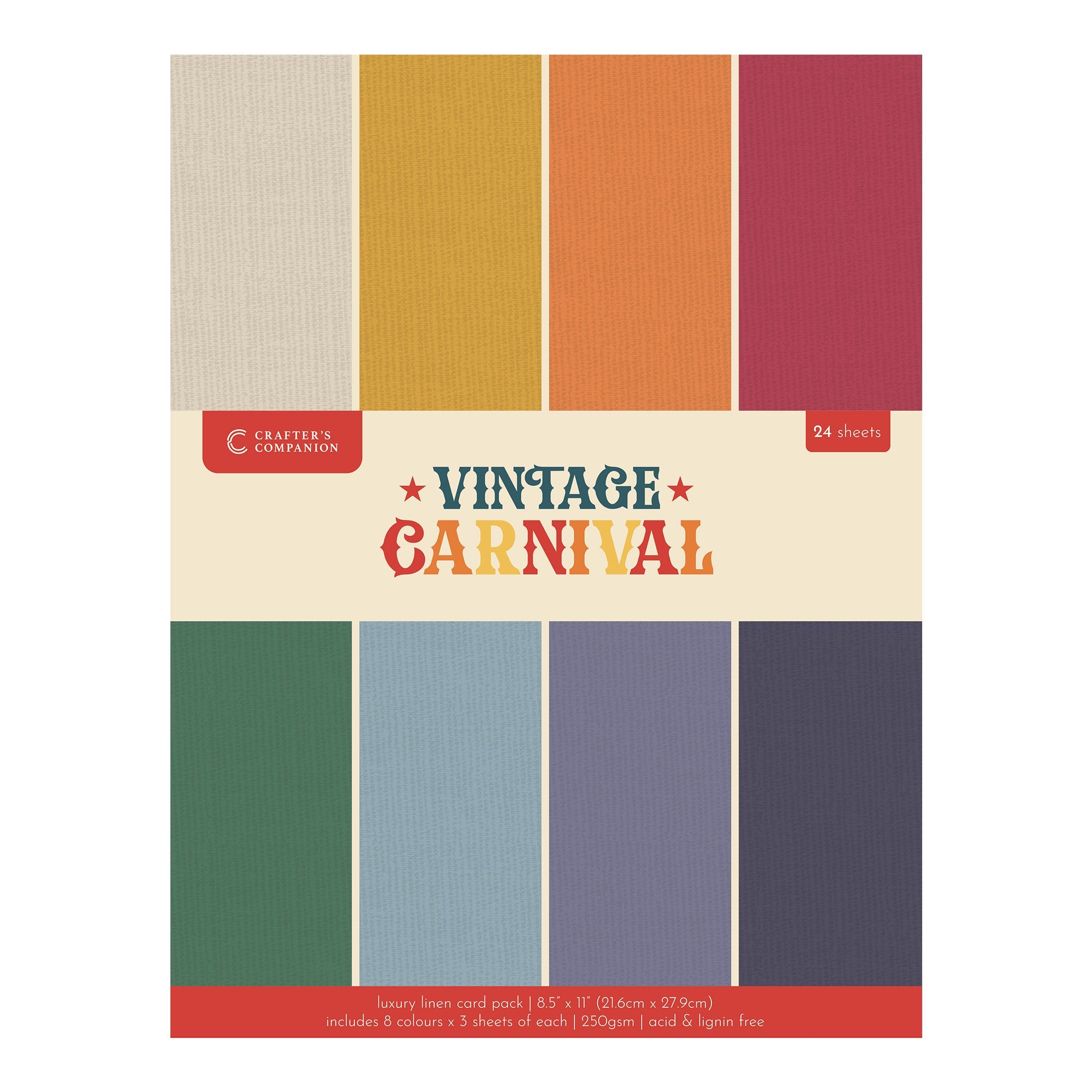 Vintage Carnival Luxury Linen Cardstock - 8.5” x 11”