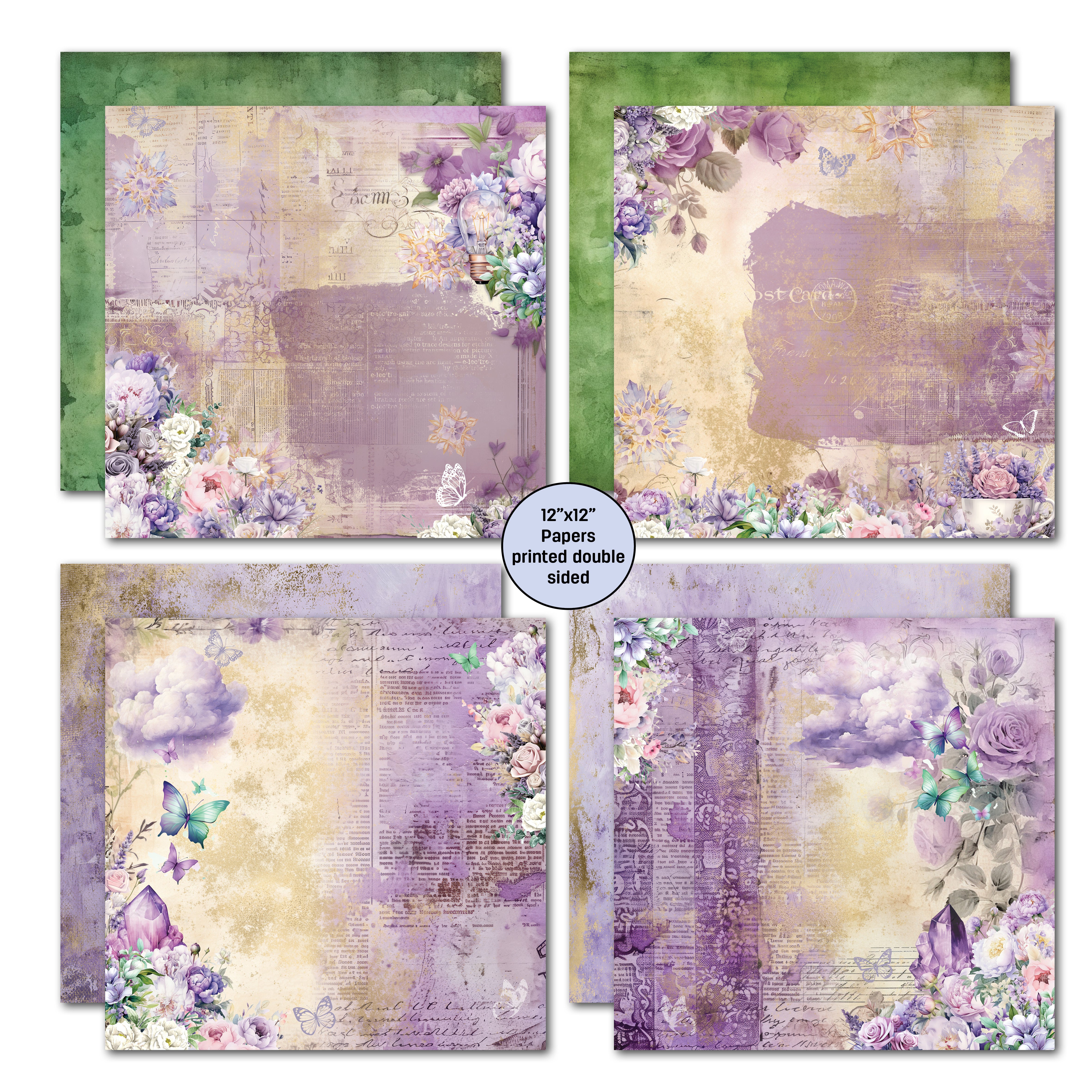 3Quarter Designs Violet Dreams 12x12 Designer Paper & Diecuts Set