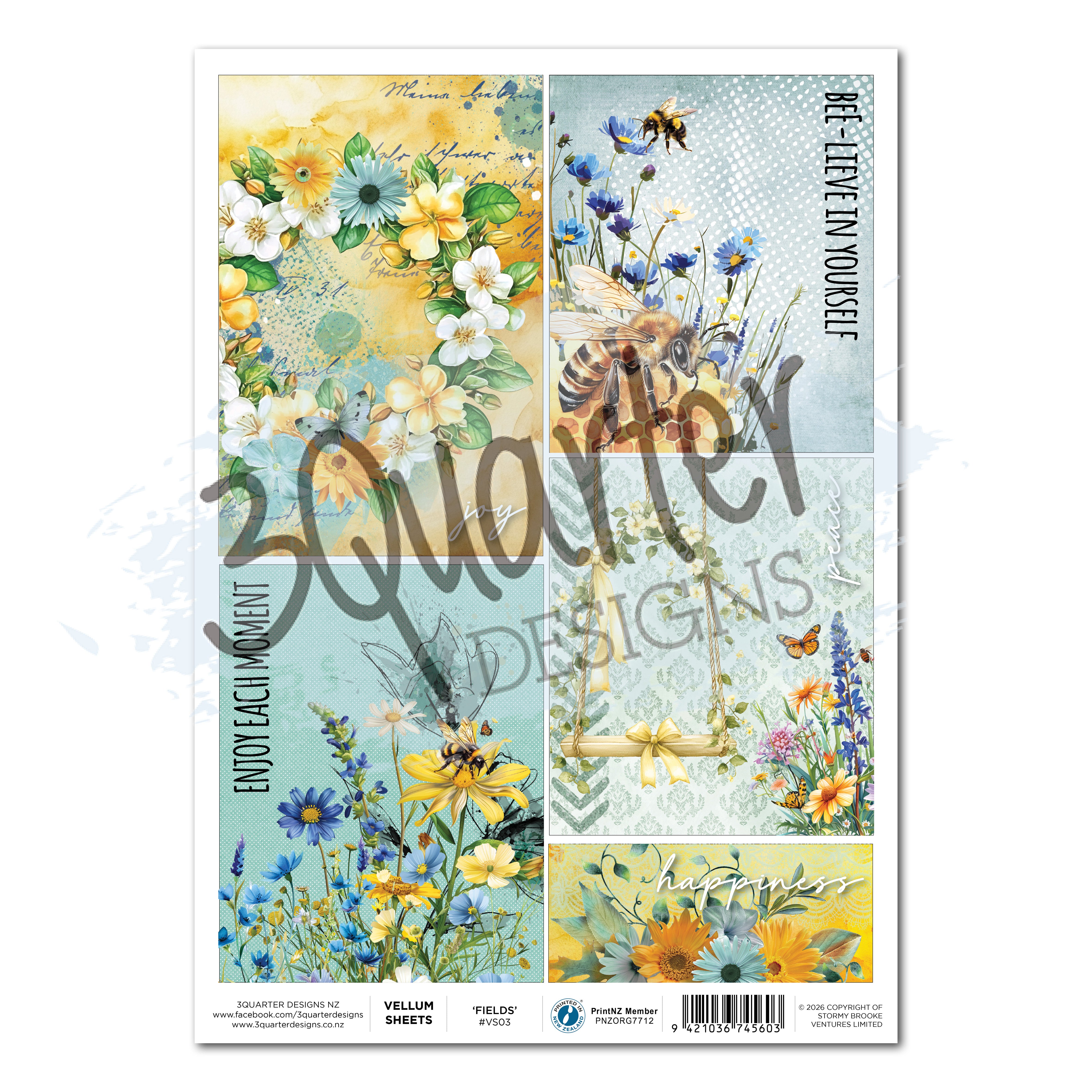 3Quarter Designs Honey Fields - A4 Vellum