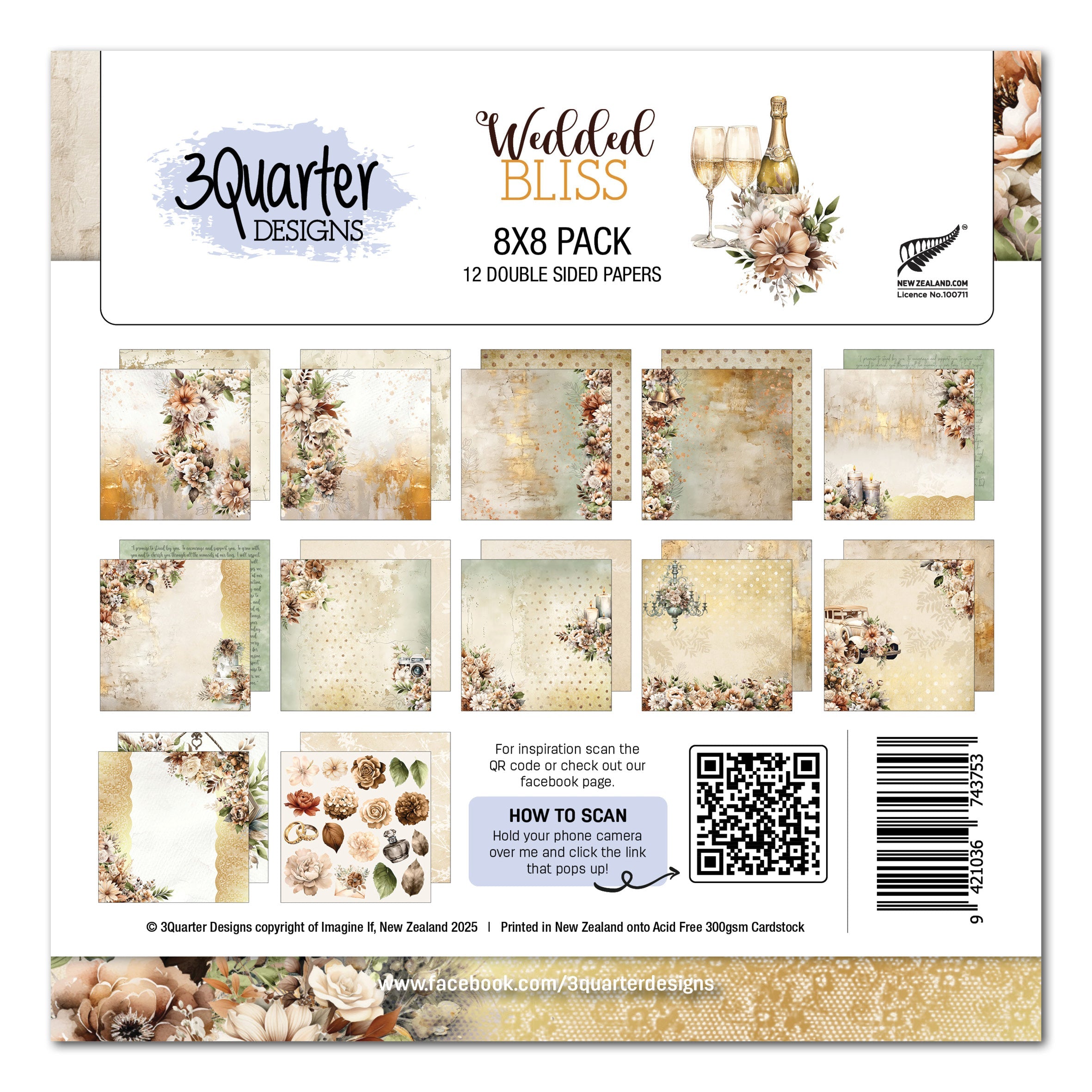 3Quarter Designs Wedded Bliss 8x8 Paper Pack