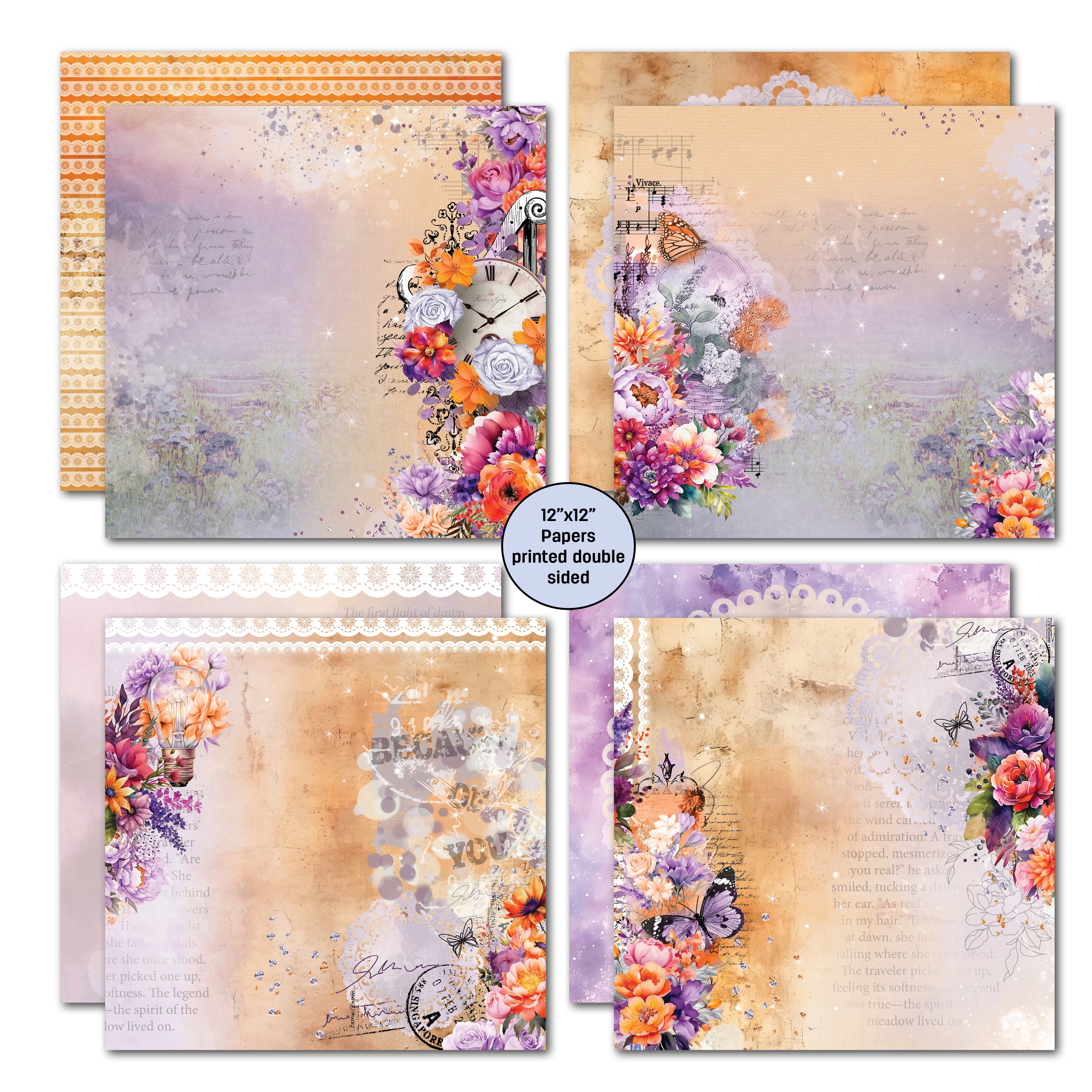 3Quarter Designs Dawns Glow 12x12 Design Paper & Diecuts Set