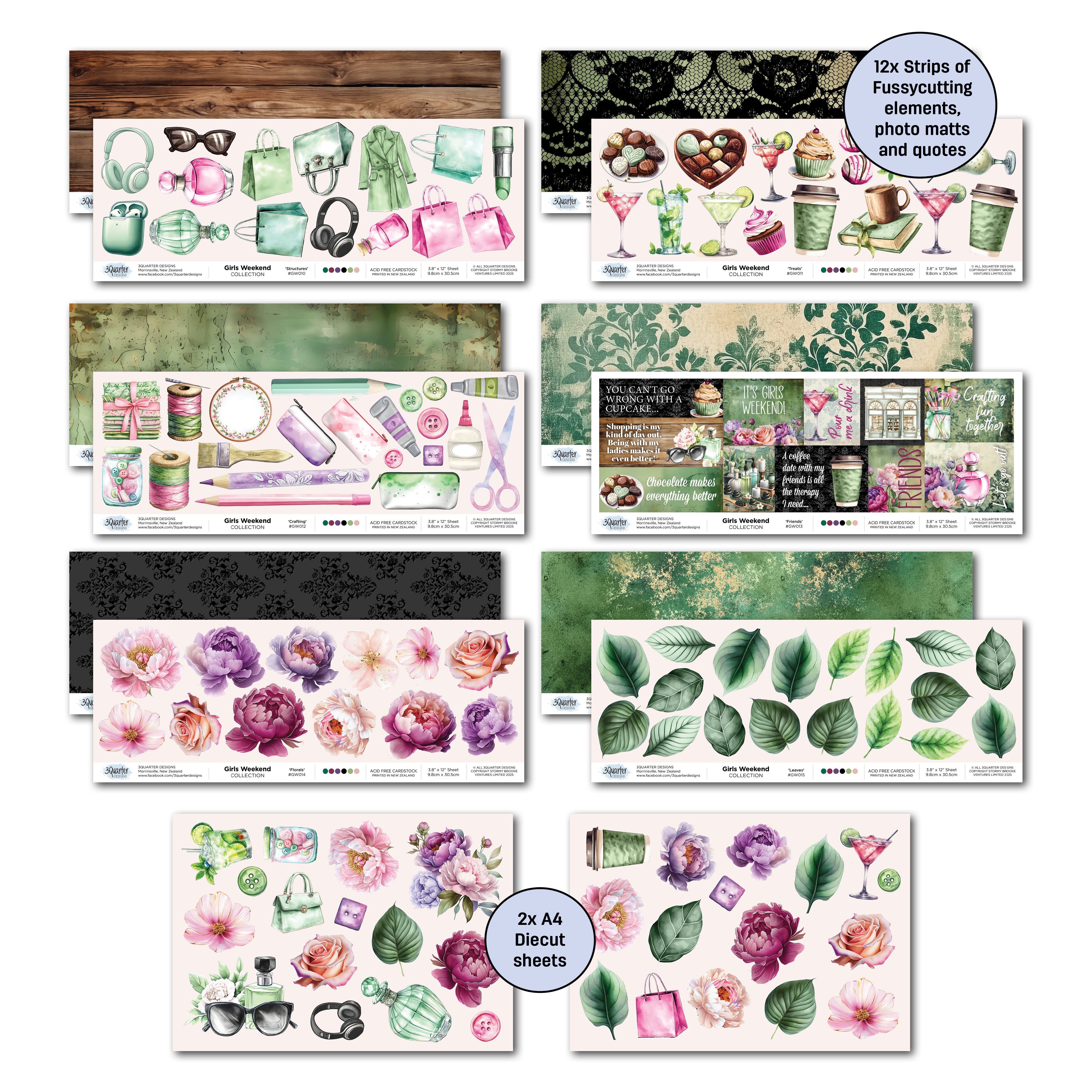 3Quarter Designs Girls Weekend 12x12 Design Paper & Diecuts Set