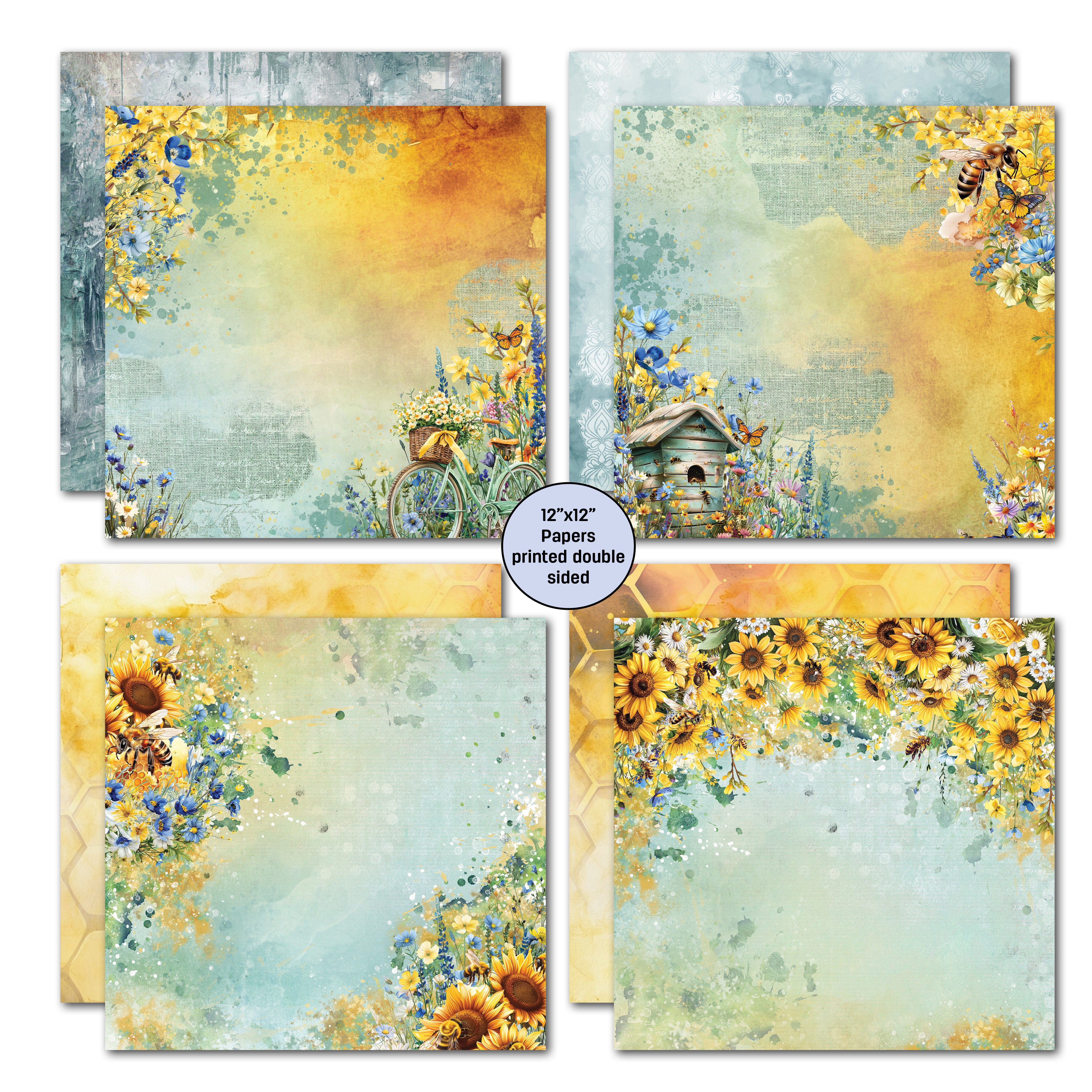 3Quarter Designs Honey Fields 12x12 Design Paper & Diecuts Set