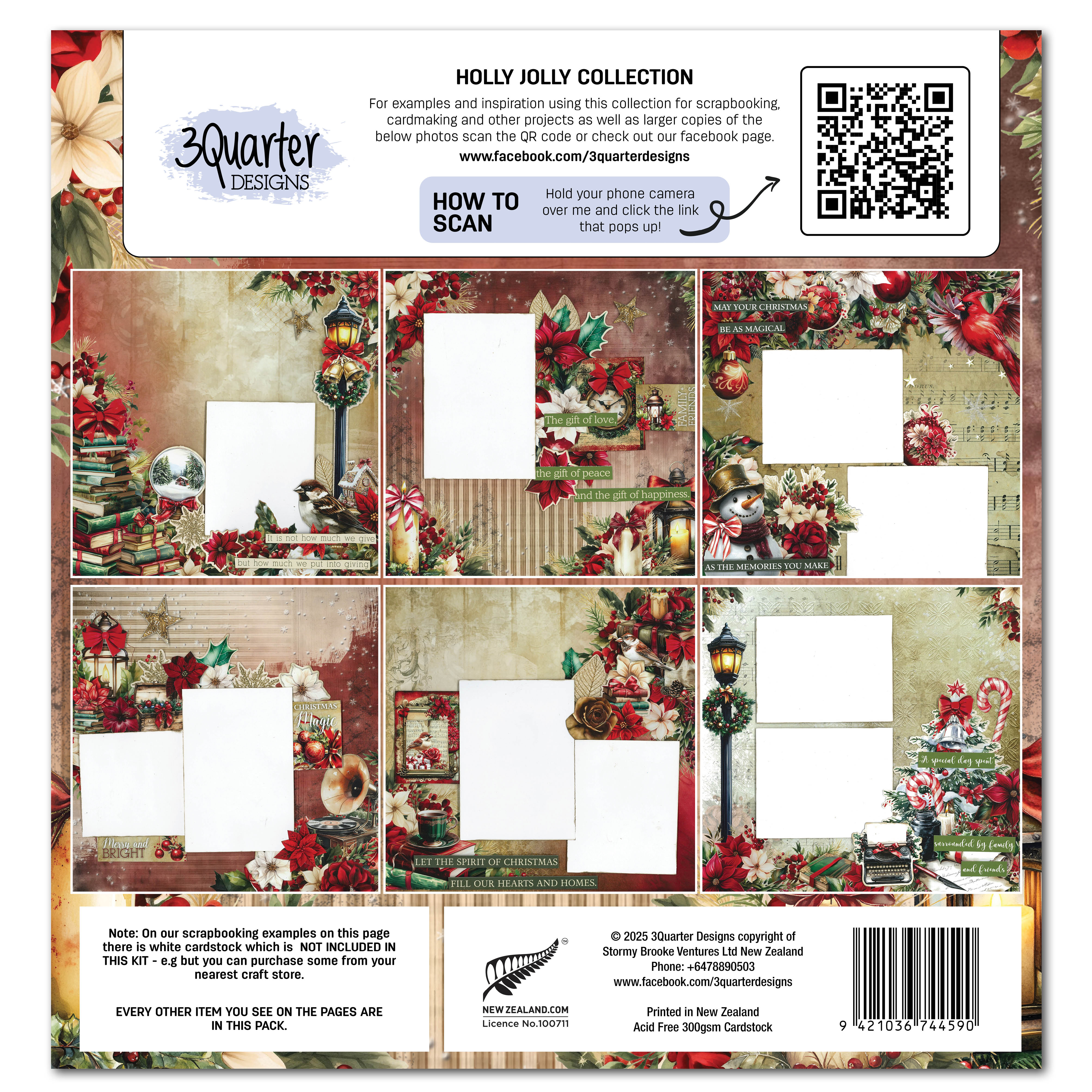 3Quarter Designs Holly Jolly 12x12 Design Paper & Diecuts Set