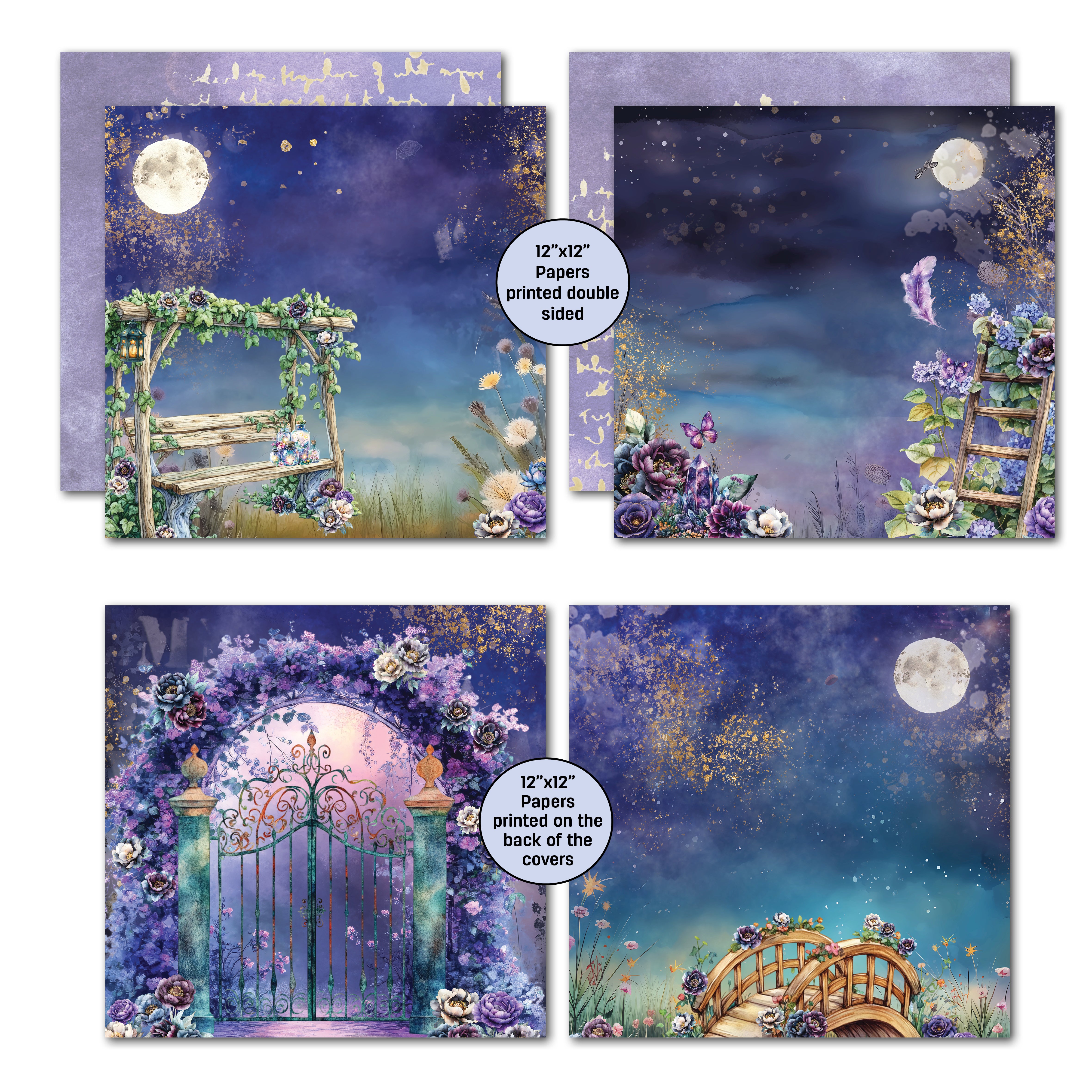 3Quarter Designs Night Garden 12x12 Design Paper & Diecuts Set