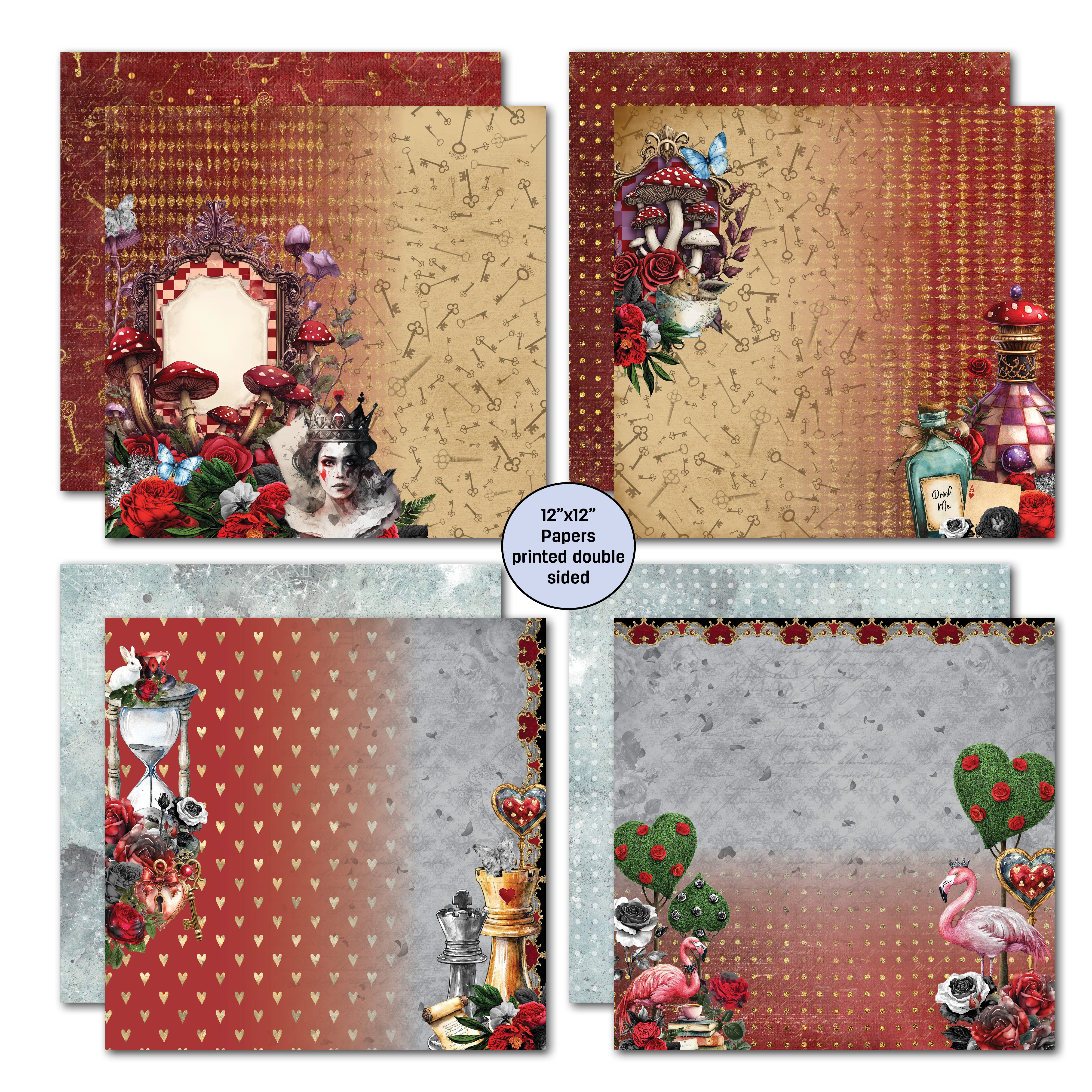3Quarter Designs Red Queen 12x12 Design Paper & Diecuts Set