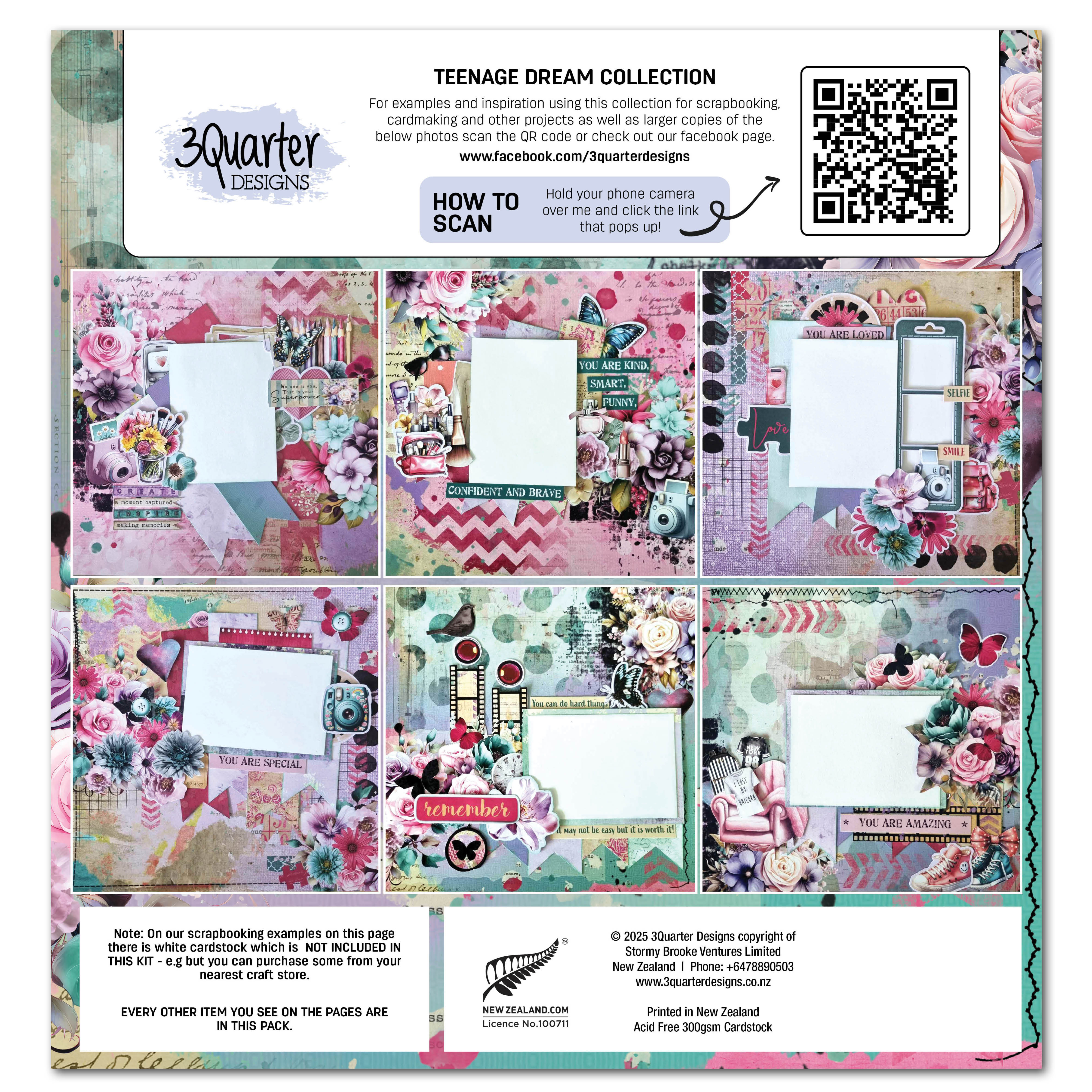 3Quarter Designs Teenage Dream 12x12 Design Paper & Diecuts Set