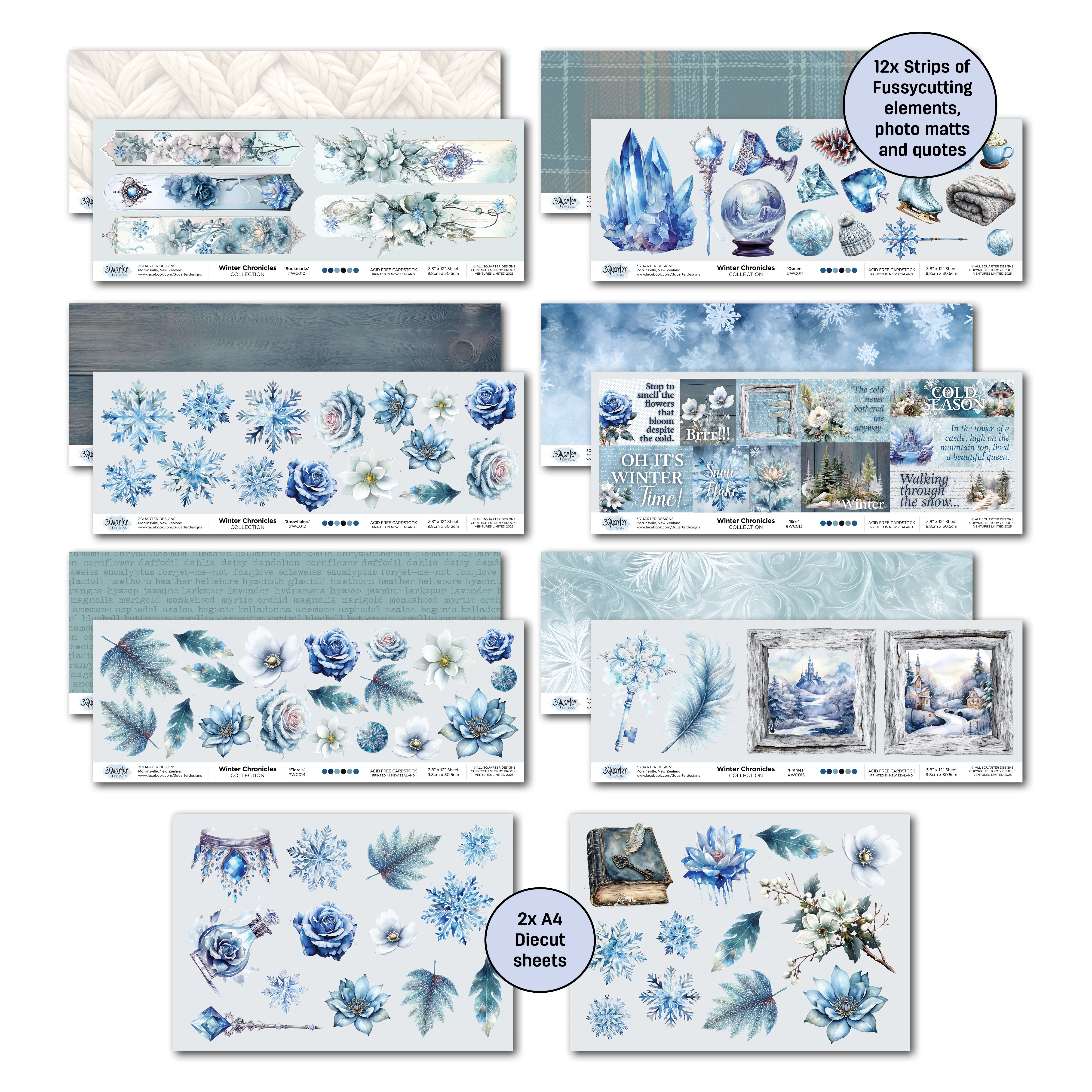 3Quarter Designs Winter Chronicles 12x12 Design Paper & Diecuts Set