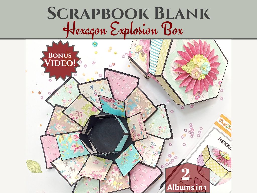 CrafTreat Scrapbook Blanks - Hexagon Explosion Box - Black & Kraft Color