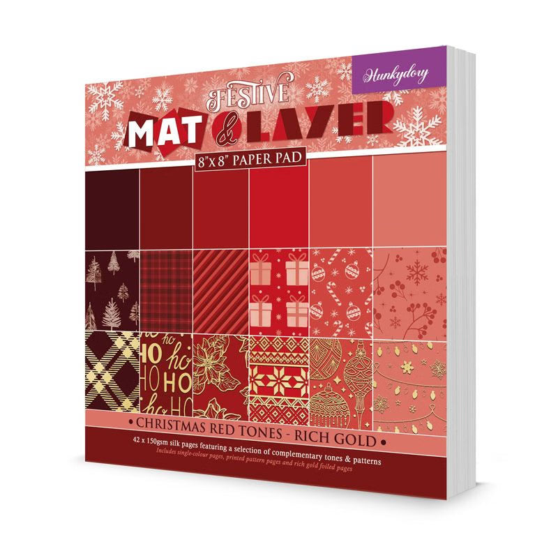 Festive Mat & Layer Pads - Christmas Red Tones - Rich Gold