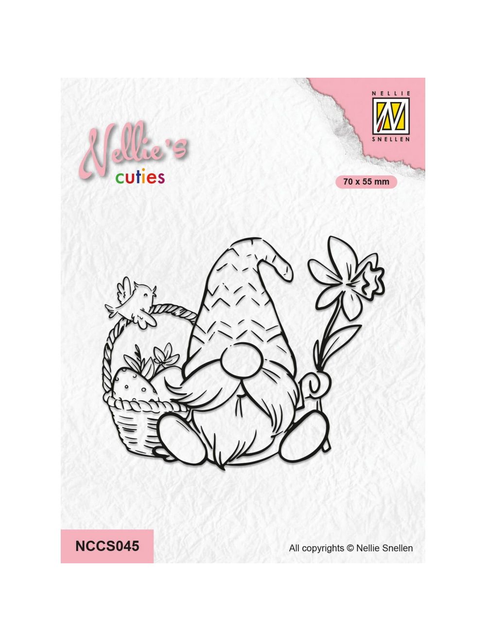 Nellie's Cuties Clear Stamp Gnome with Easter Basket