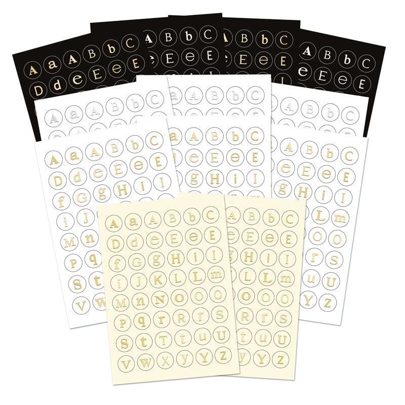 Hunkydory A4 Sticker Sheets Stickables Foiled Letter Coins Essential colours| 12 Sheets