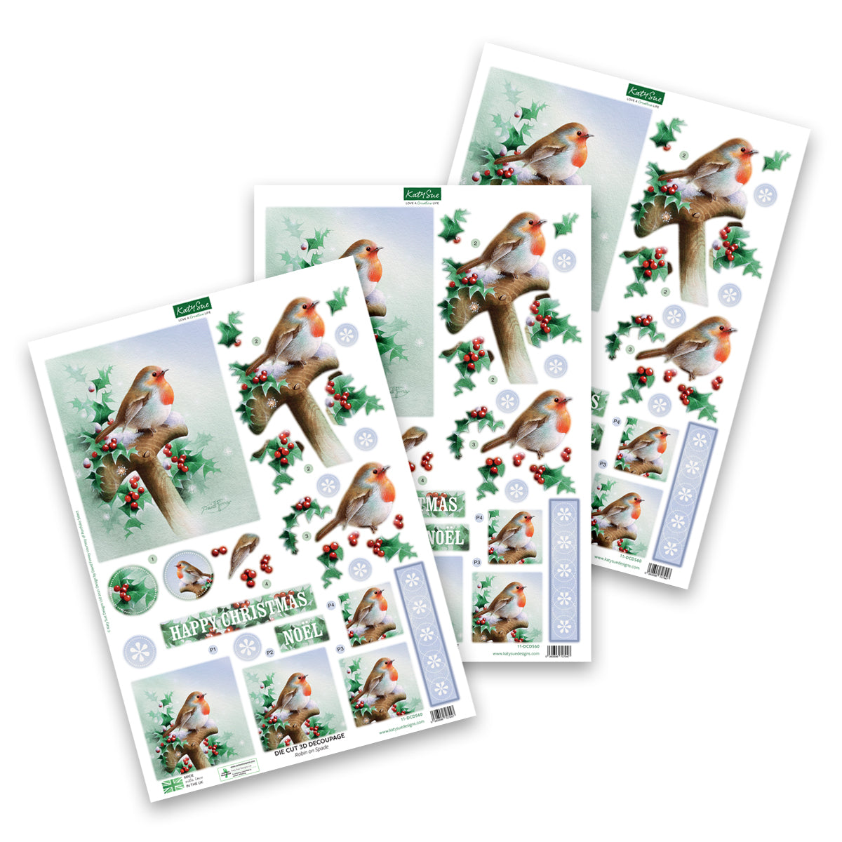 Die Cut Decoupage – Robin On Spade (Pack Of 3)