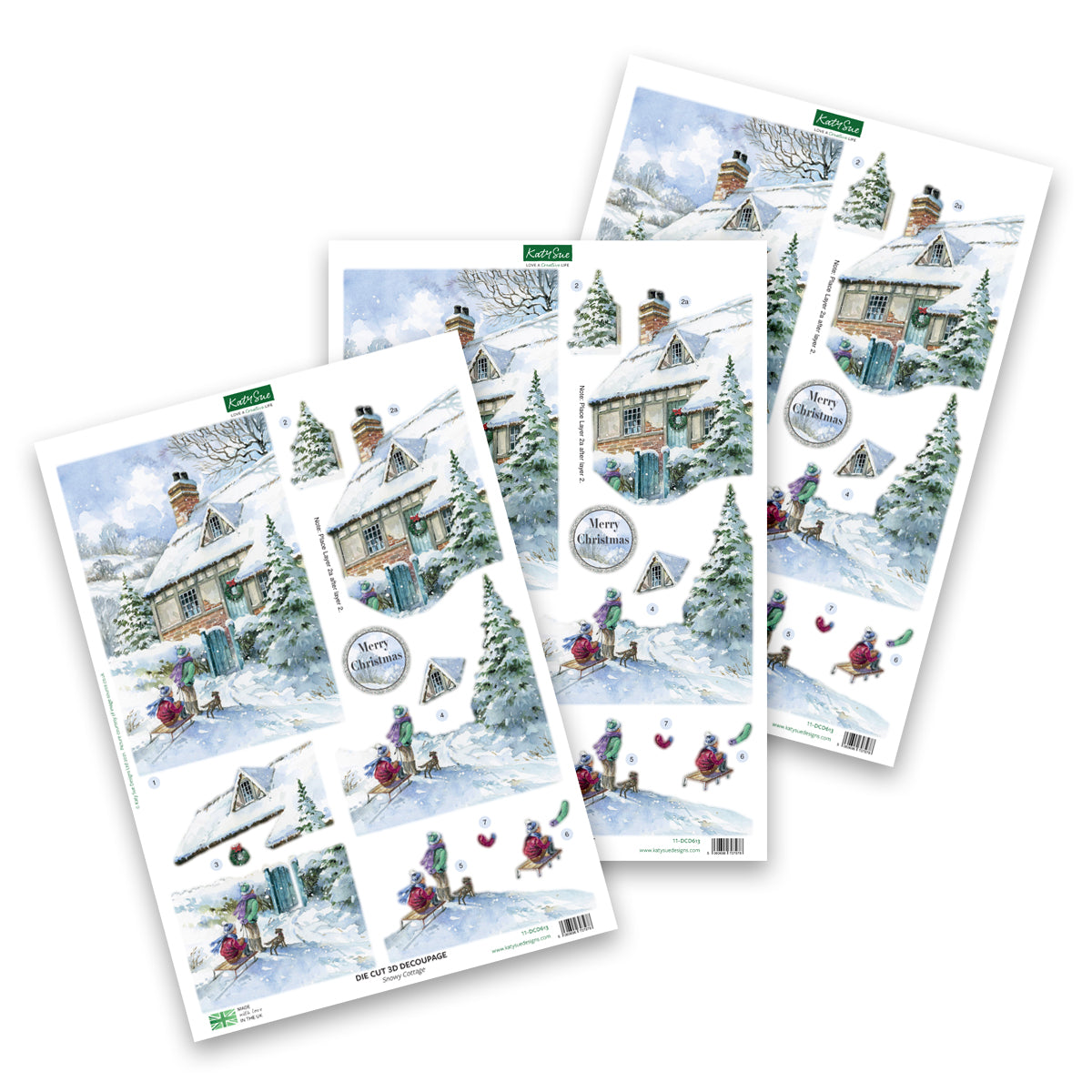 Die Cut Decoupage – Snowy Cottage (Pack Of 3)