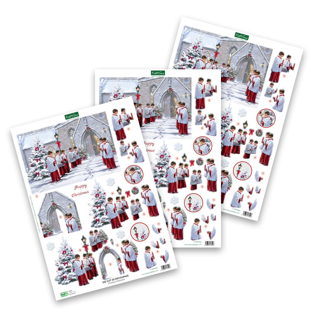 Die Cut Decoupage – Choirboy Snowscene (Pack Of 3)