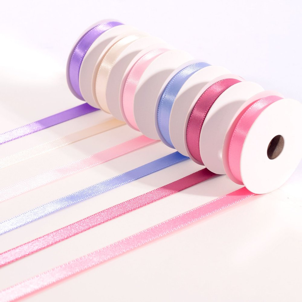 Vaessen Creative Satin Ribbon 6 Colours 6mmx2m Baby Pink