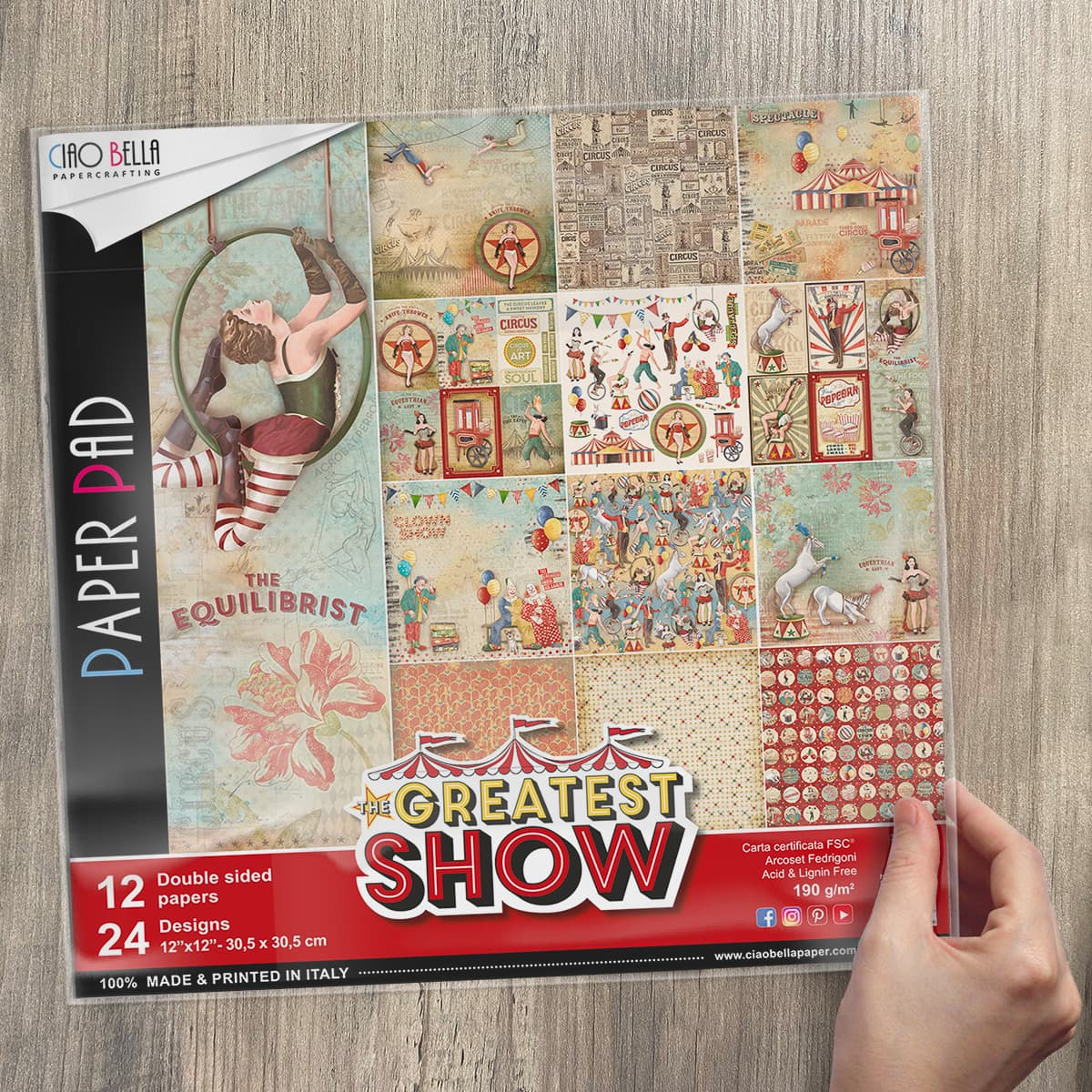 Ciao Bella The Greatest Show Paper Pad 12"x12" 12/Pkg