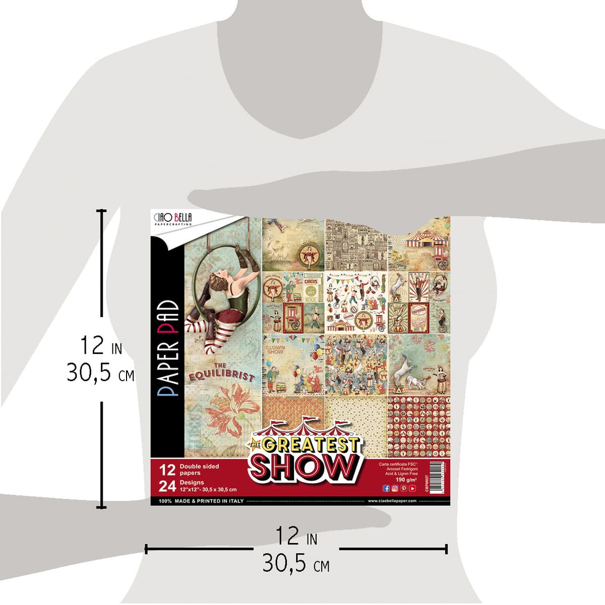 Ciao Bella The Greatest Show Paper Pad 12"x12" 12/Pkg