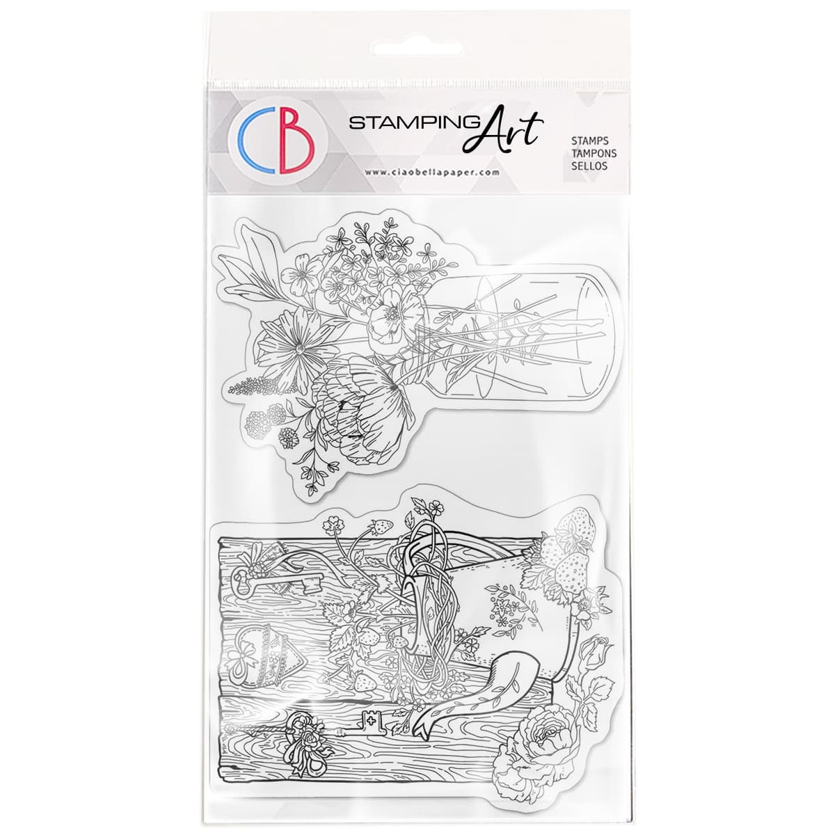 Ciao Bella Clear Stamp Set 4"X6" Fraises Et Fleurs Sauvages