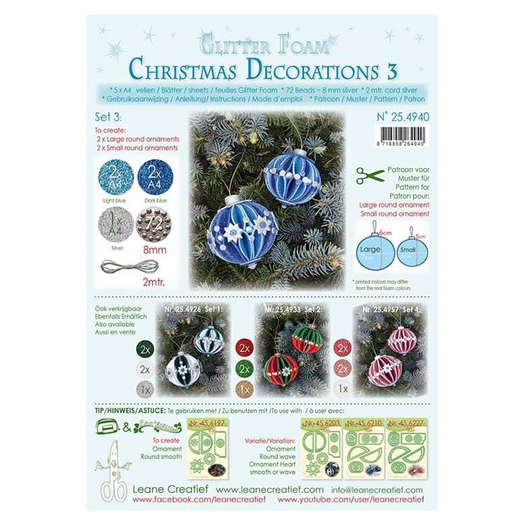 Glitter Foam Christmas Decorations Set 3