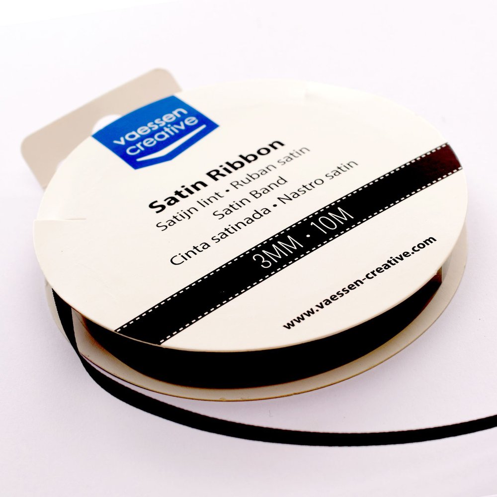 Vaessen Creative Satin Ribbon 3mmx10m Black
