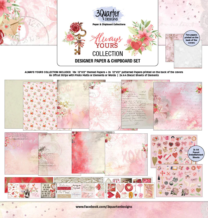 3Quarter Designs - 12" X 12" Paper Pack - Always Yours