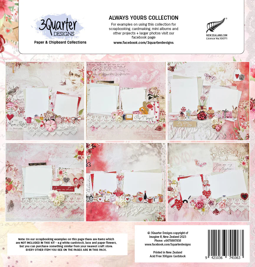 3Quarter Designs - 12" X 12" Paper Pack - Always Yours