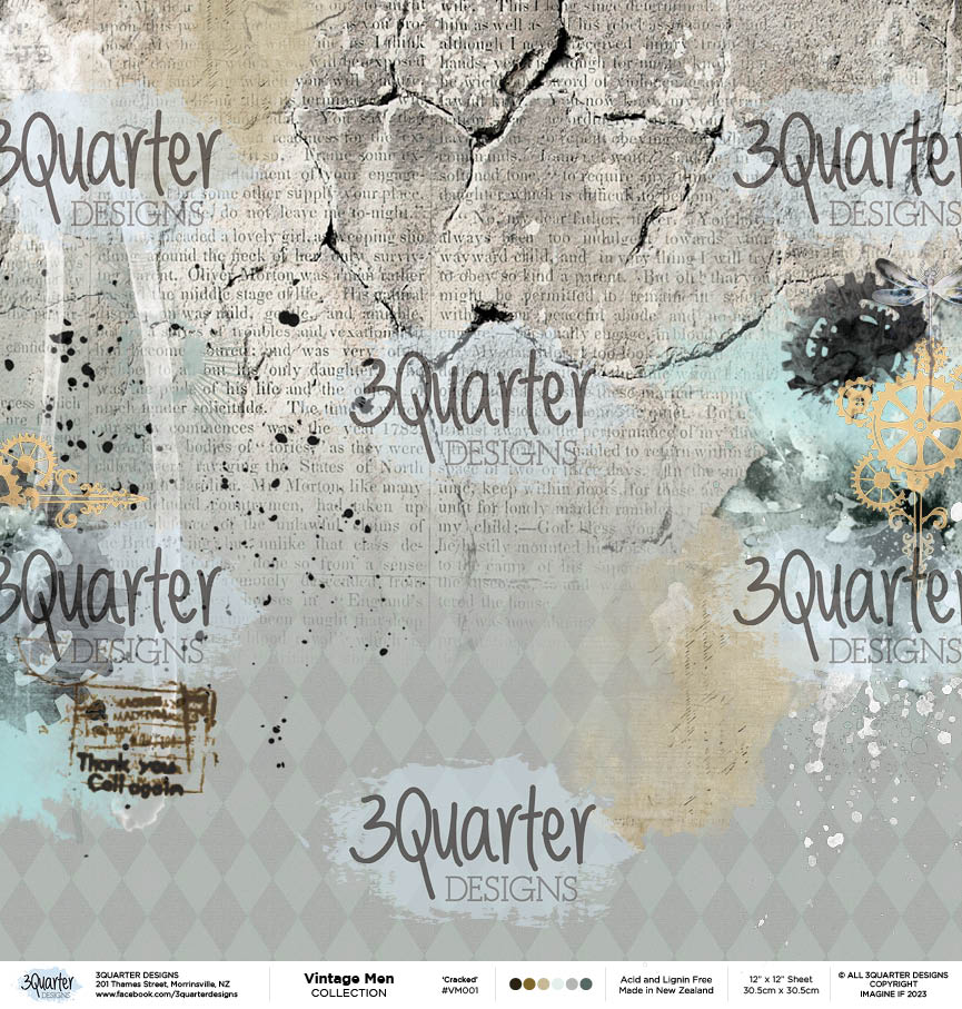 3Quarter Designs - 12" X 12" Paper Pack - Vintage Man