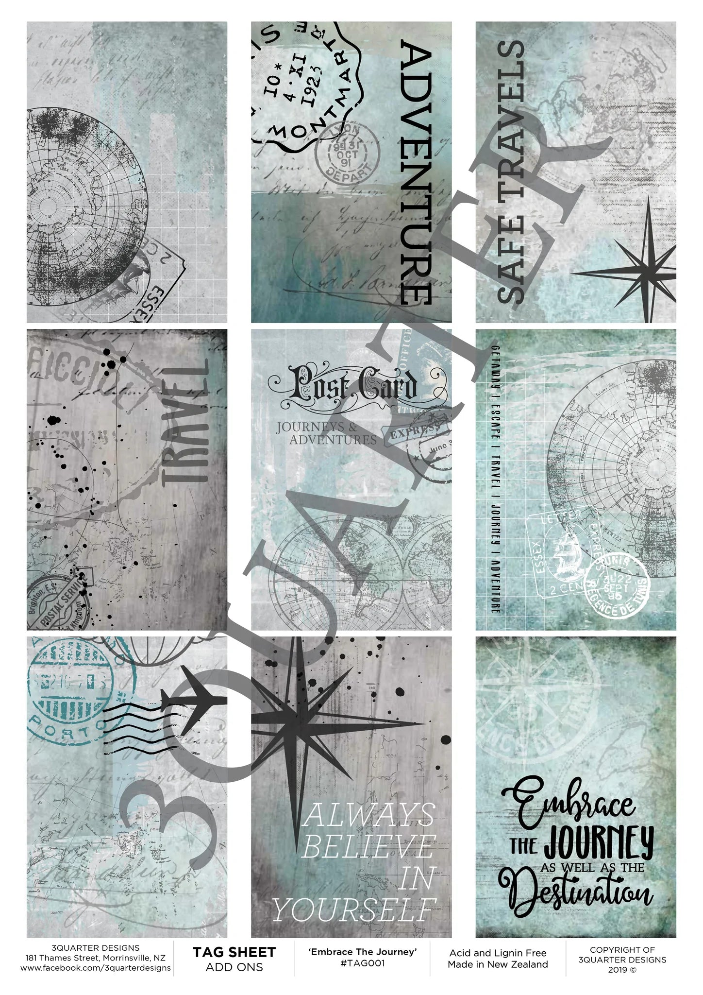 3Quarter Designs - Tag Sheet - Embrace The Journey
