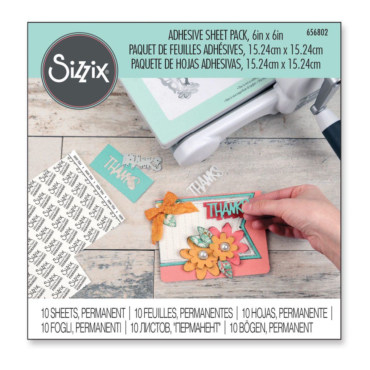 Sizzix Making Essential - Adhesive Sheets, 6" x 6", Permanent, 10 Sheets