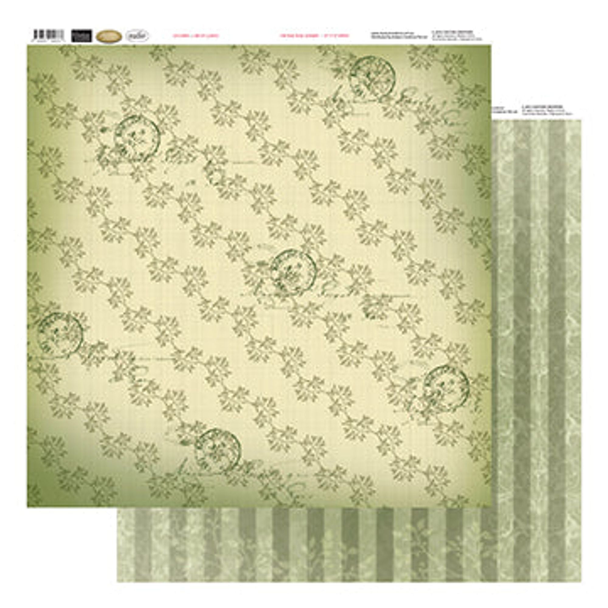 Couture Creations Vintage Rose Garden Line of Leaves Paper